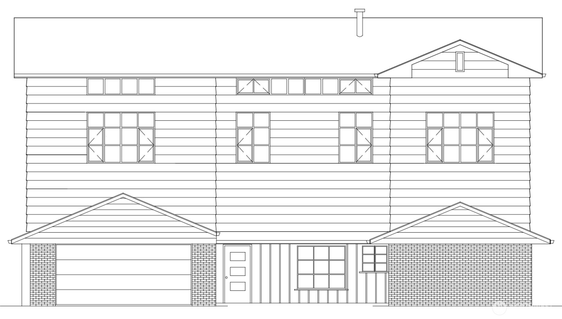 An architectural elevation of the permitted two-story addition, illustrating the scale, massing, and exterior rhythm approved for the site. This drawing provides a clear view of the proposed roofline, window patterning, and integration with the existing structure, offering buyers a precise sense of what future expansion can look like under current plans.