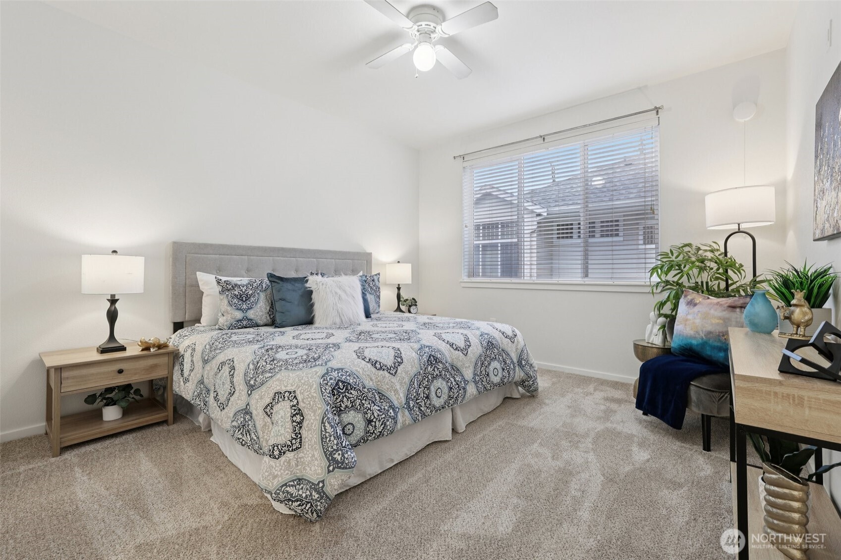 Primary Bedroom fits King sized bed easily