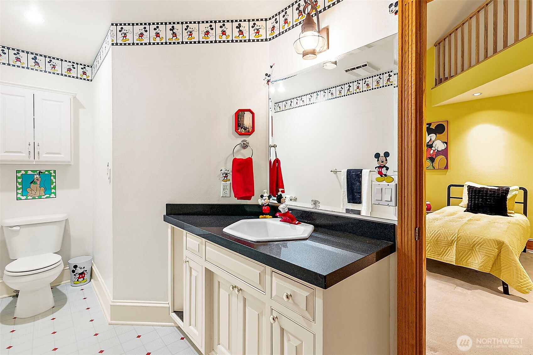 En-suite bathroom connected to bedroom.