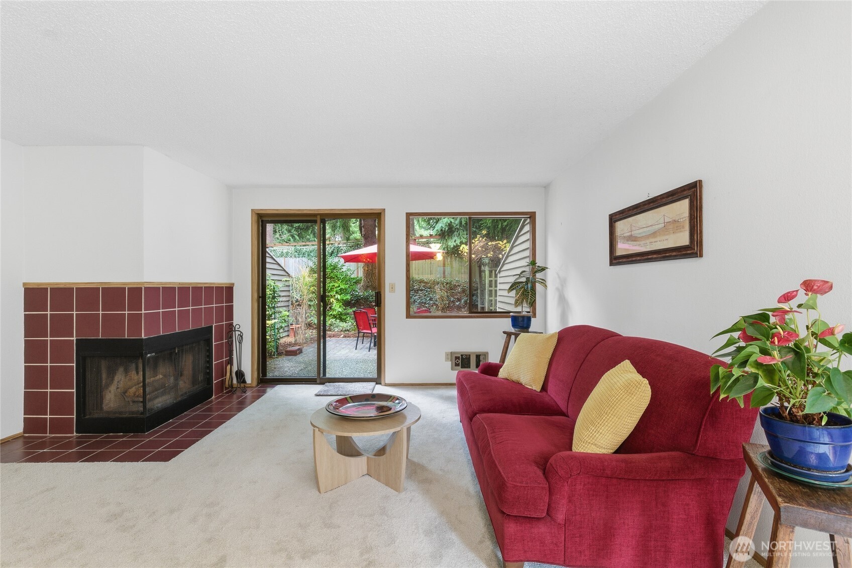 beautiful brick patio with garden space