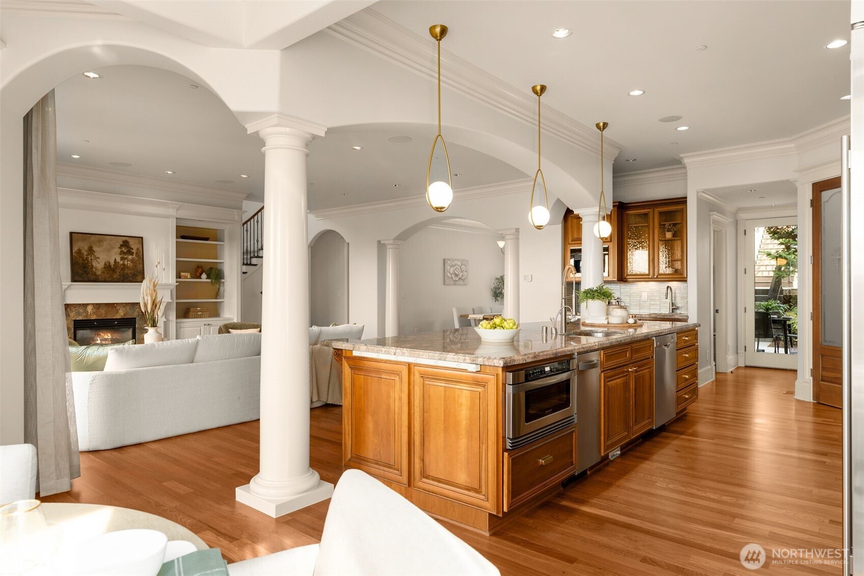 Wet bar at Kitchen with wine cooler and built-in espresso machine!