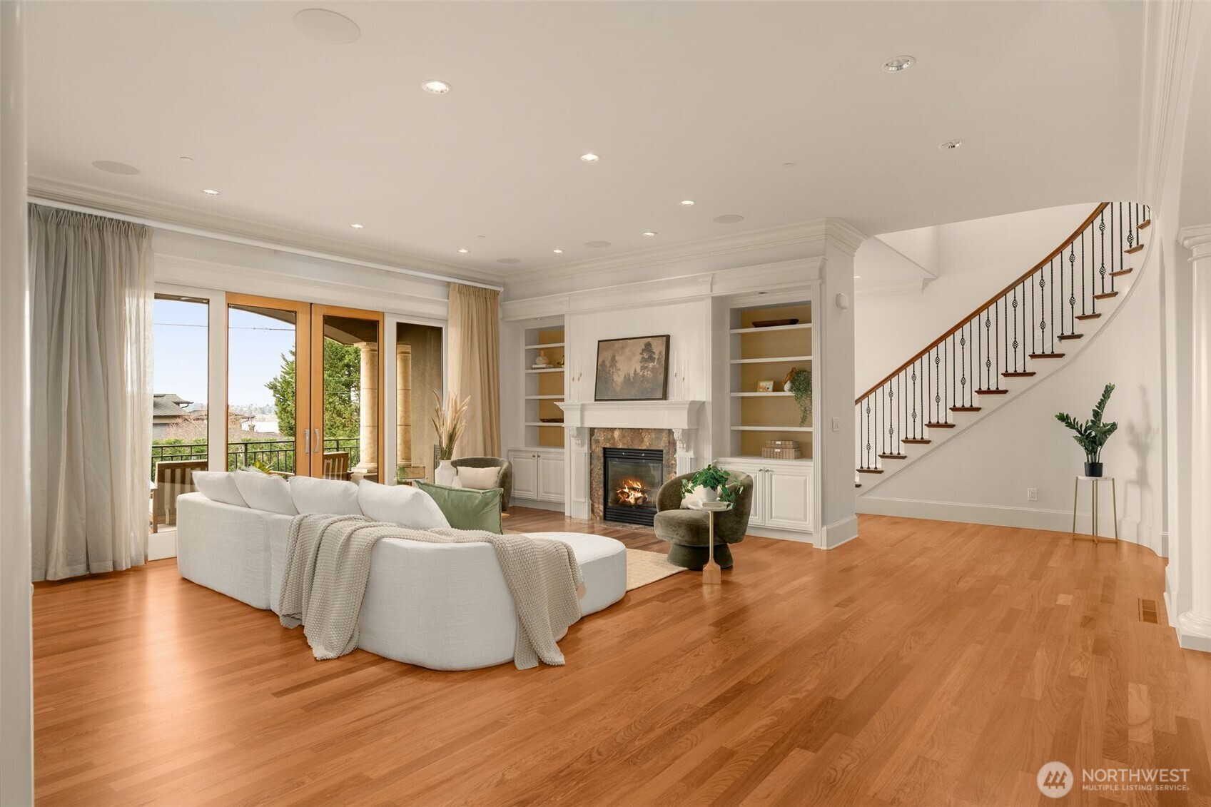 Freshly refinished Brazilian Hardwood cover the main floor.