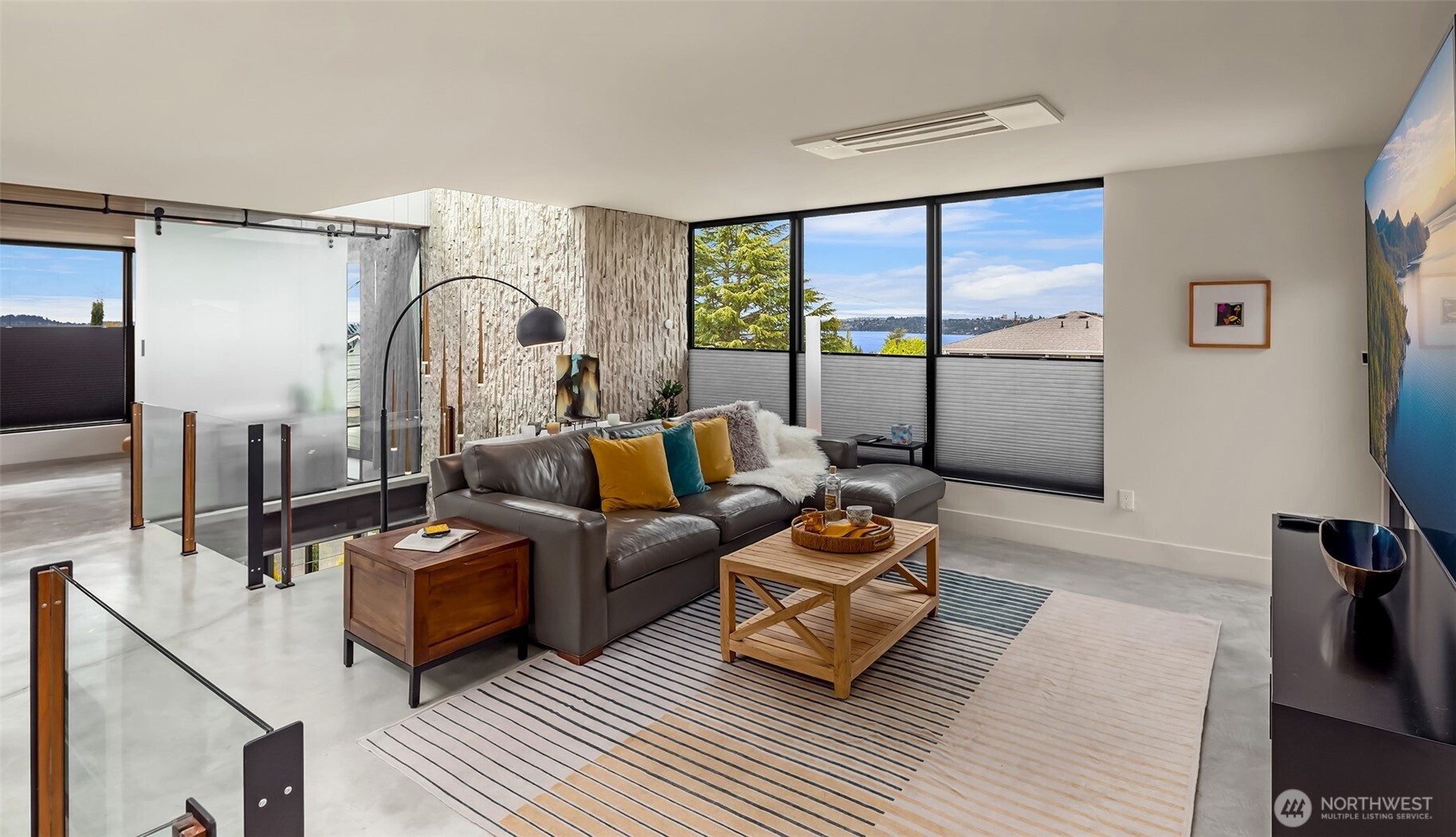 Atrium views to the left, lake and mountain views to the right