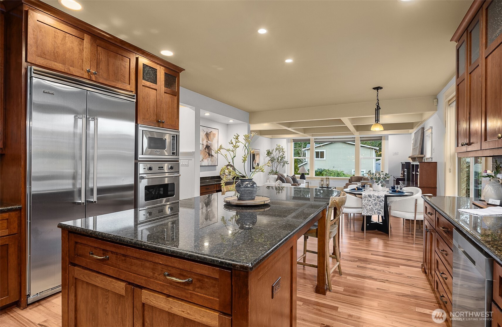 Open kitchen; great room