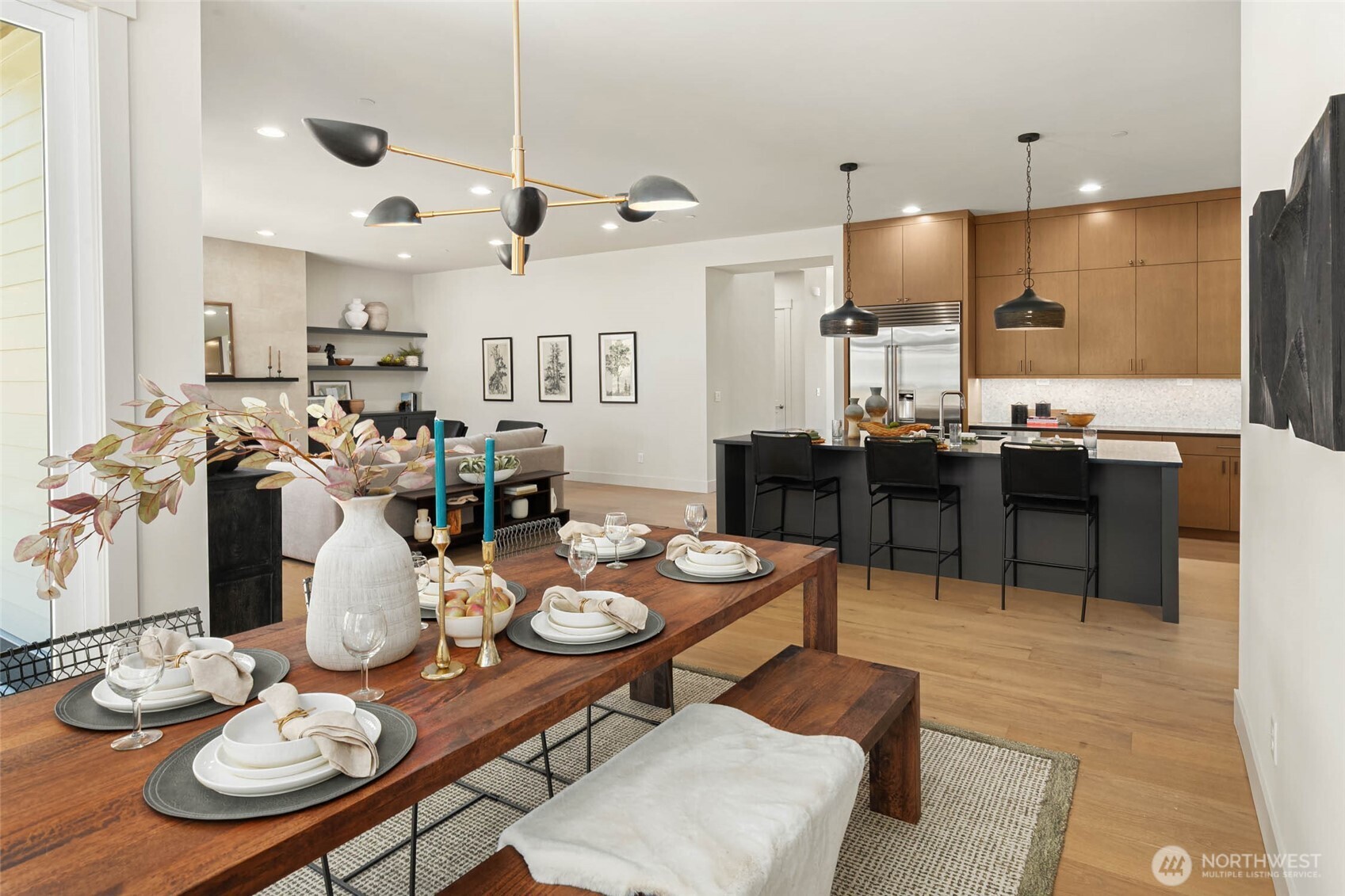 Great room design concept connects lower level living area