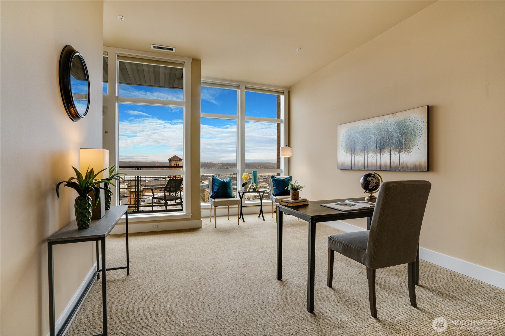 Upper floor - 2nd Primary Suite with private view balcony, walk-in closet & ensuite bath w/ heated floors.