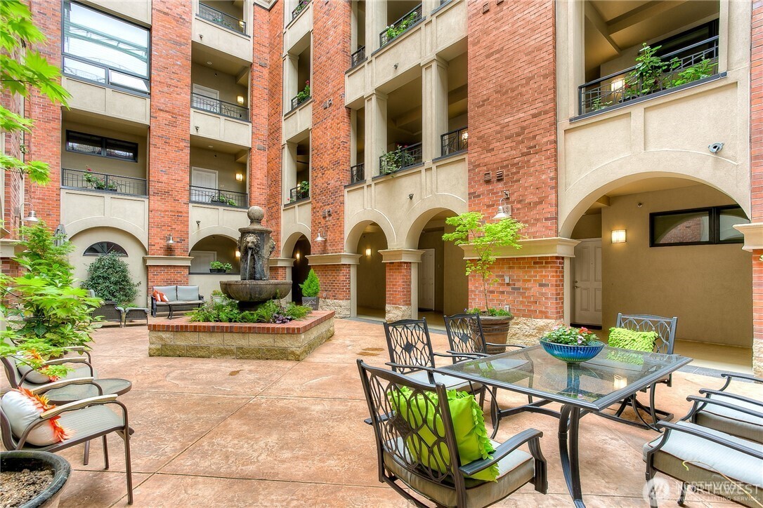 Gorgeous 4th floor Courtyard - European style meeting area for friends to gather.