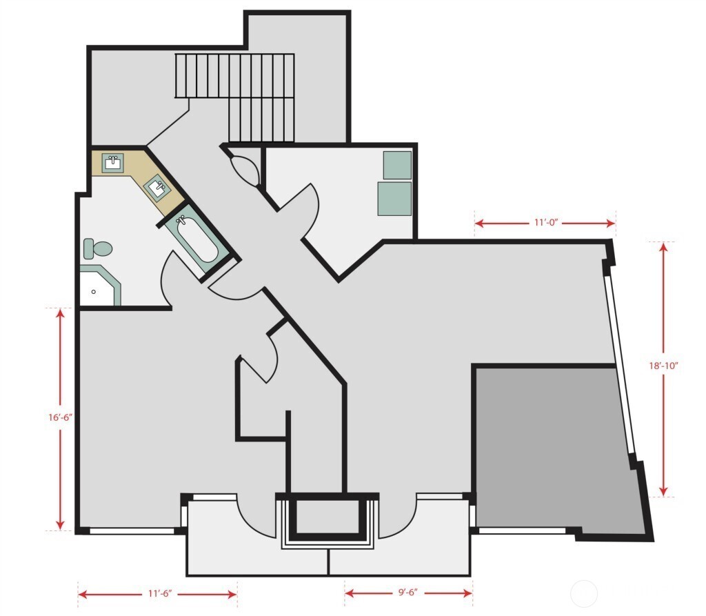 Upper floor blueprint with loft/den & 2nd Primary Suite
