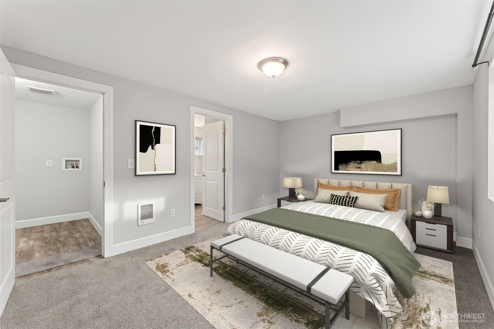 *Virtually staged- Same bedroom associated with split-level. Utility room and bathroom are to the left.