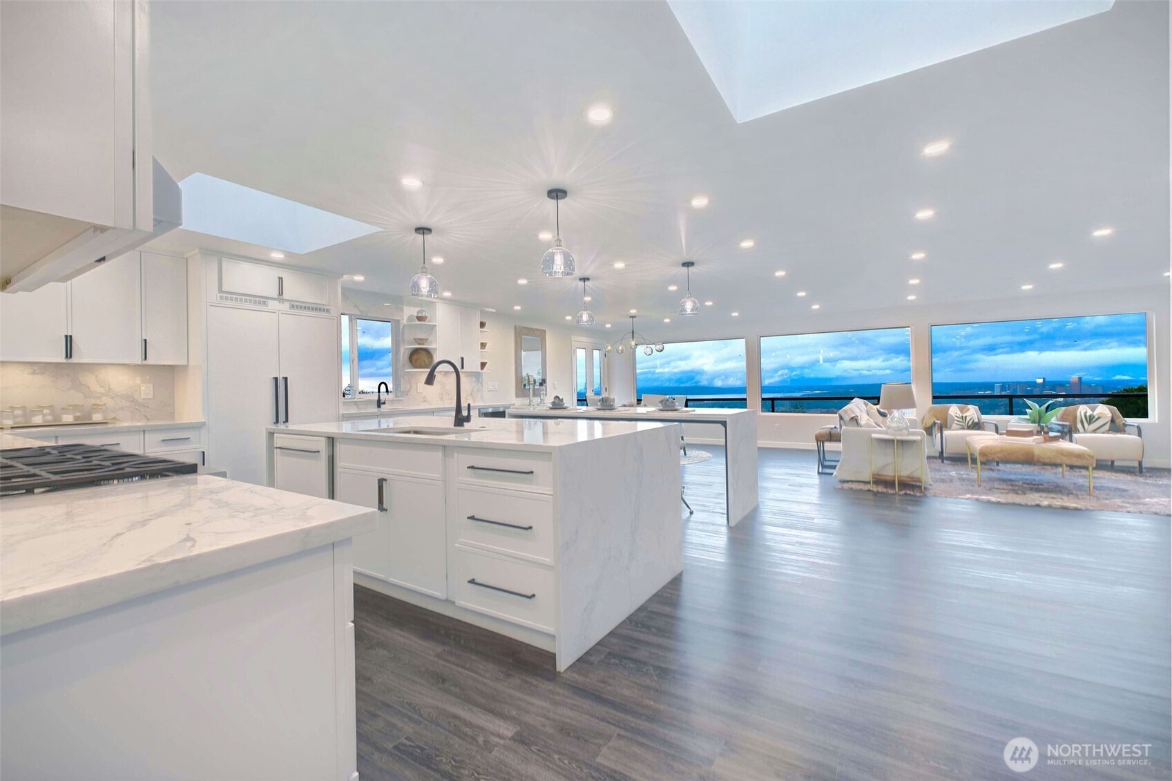 Clean and Crisp, this view home features loads of natural daylight