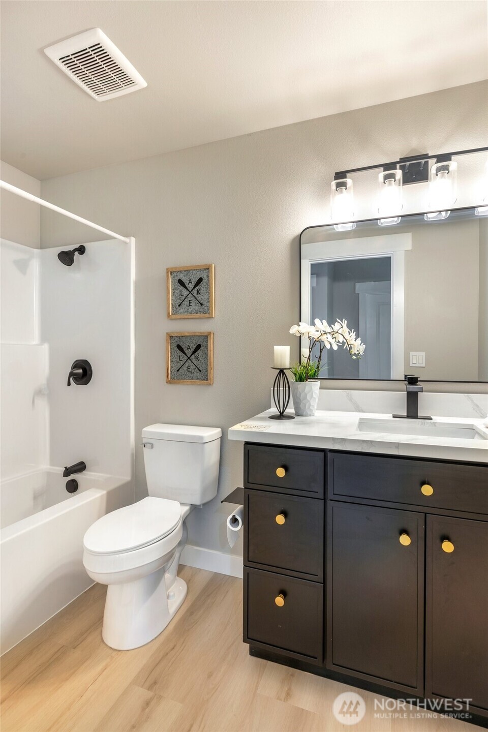 Hall bathroom on main level of home.