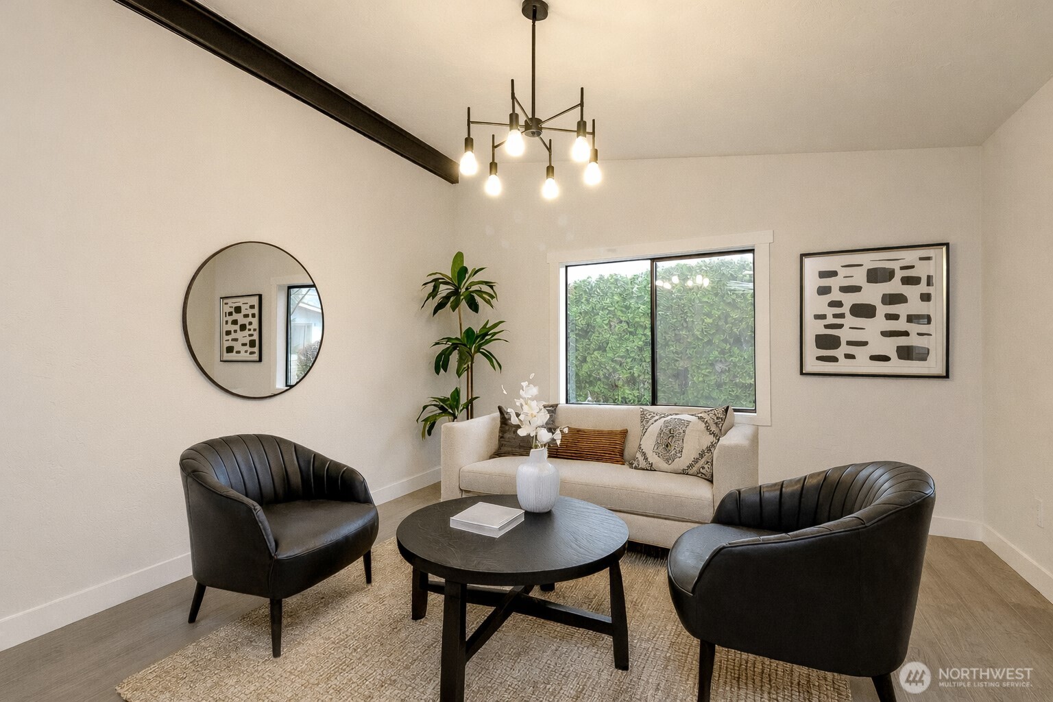 Virtual staging to show as living room area.