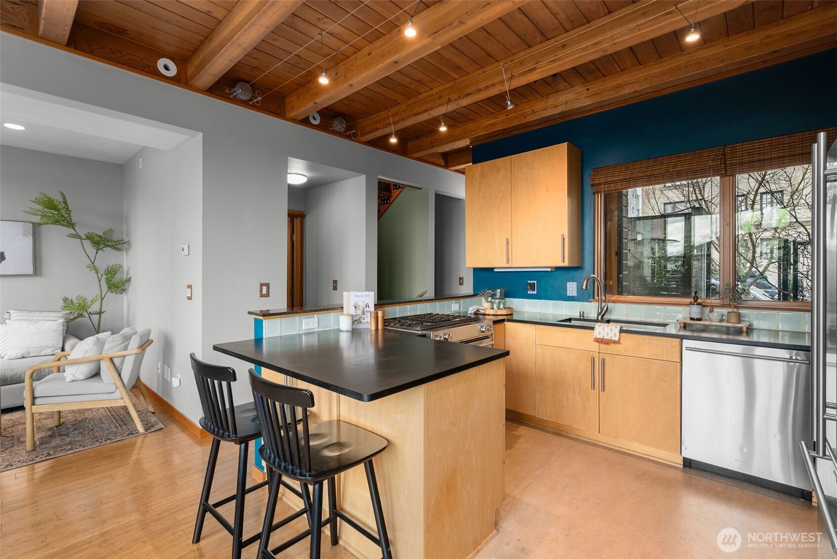 Living room with efficient and cozy gas fireplace