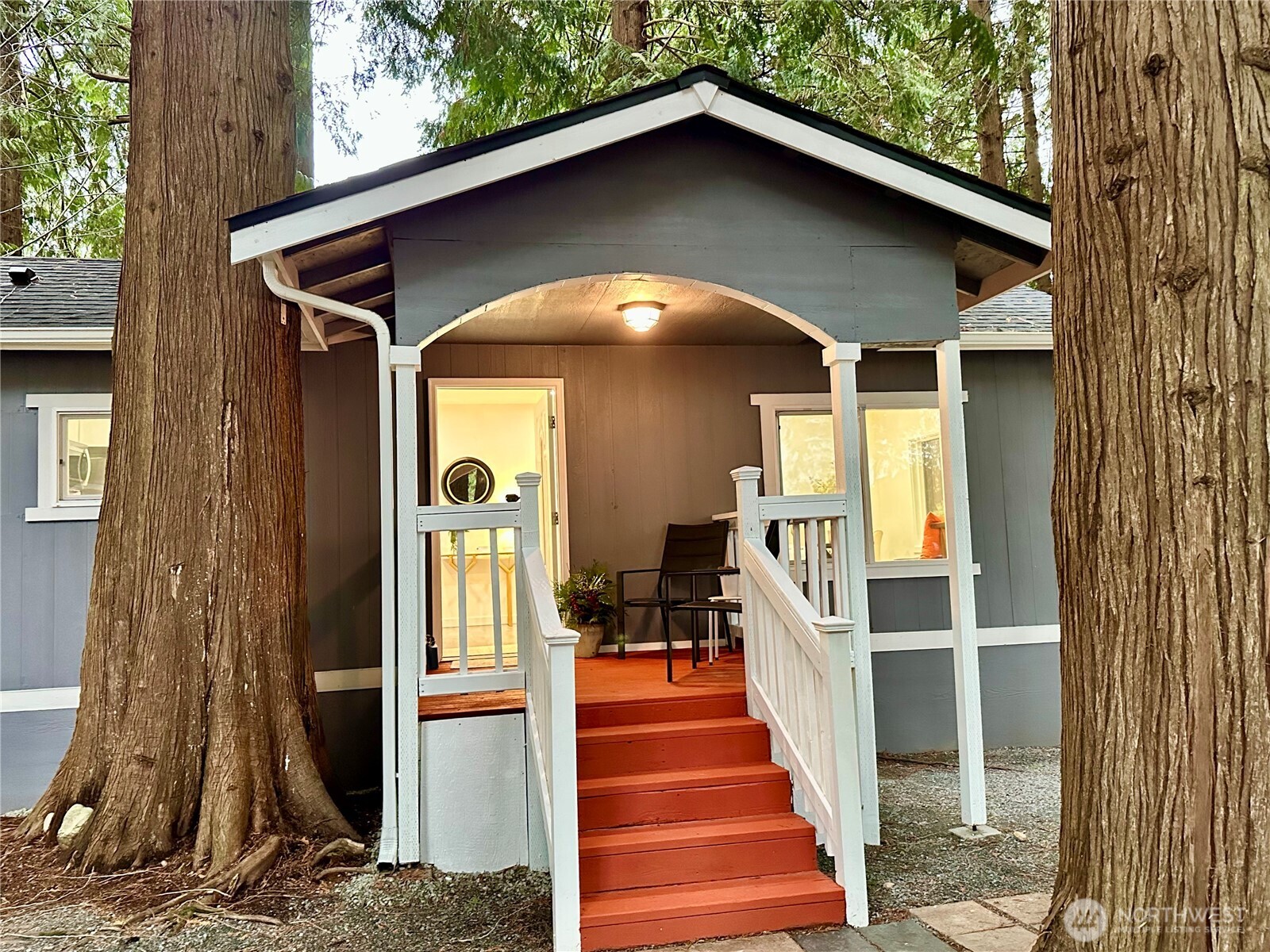 Convenient and cozy covered porch.
