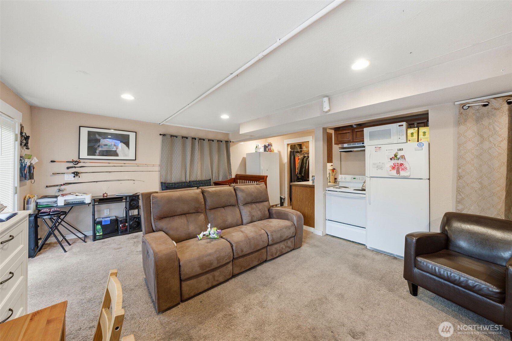 View of the living area and kitchen in rental unit!