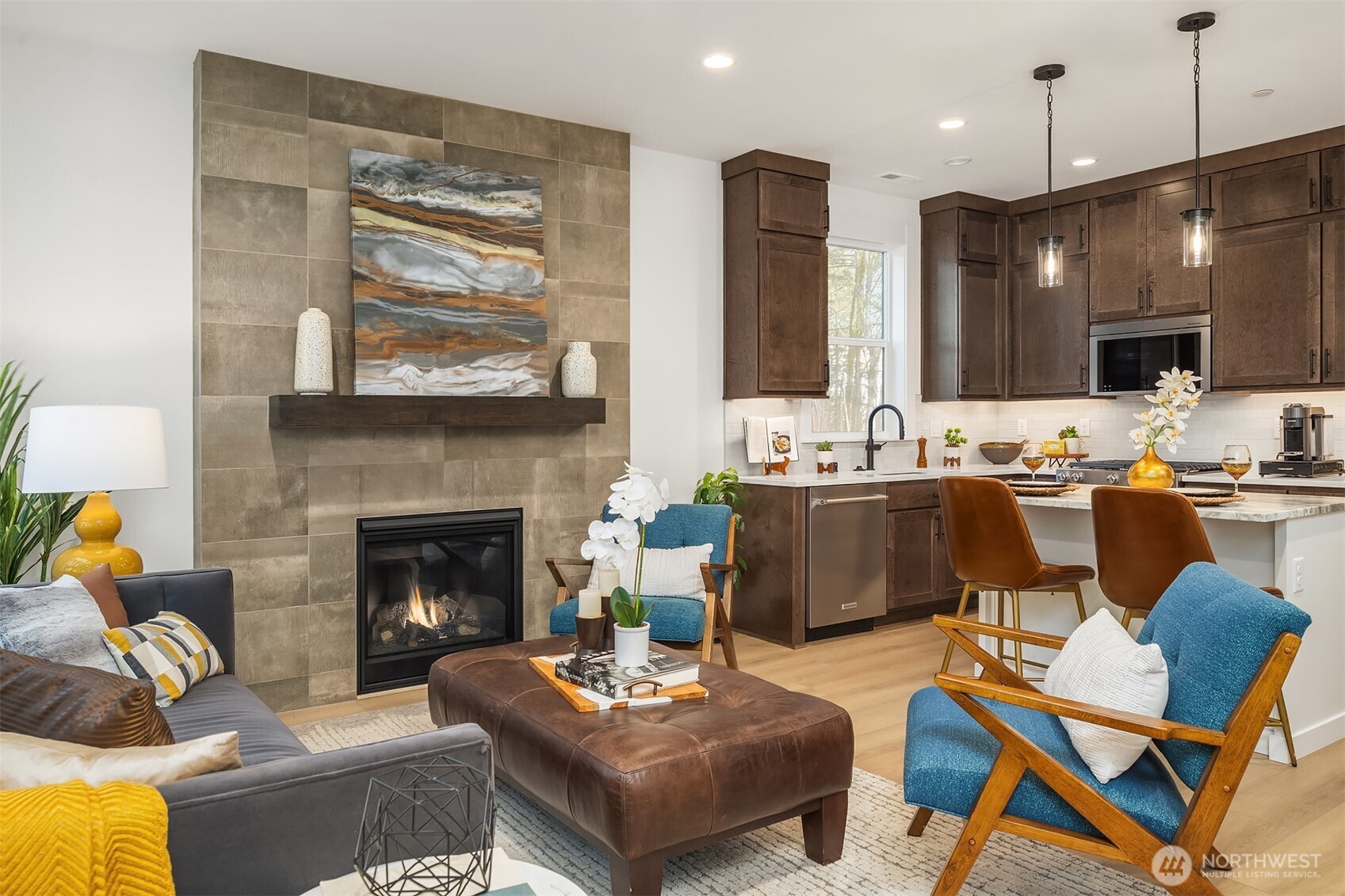 Interior of a furnished Poppy. Finishes and surfaces my differ from subject property.