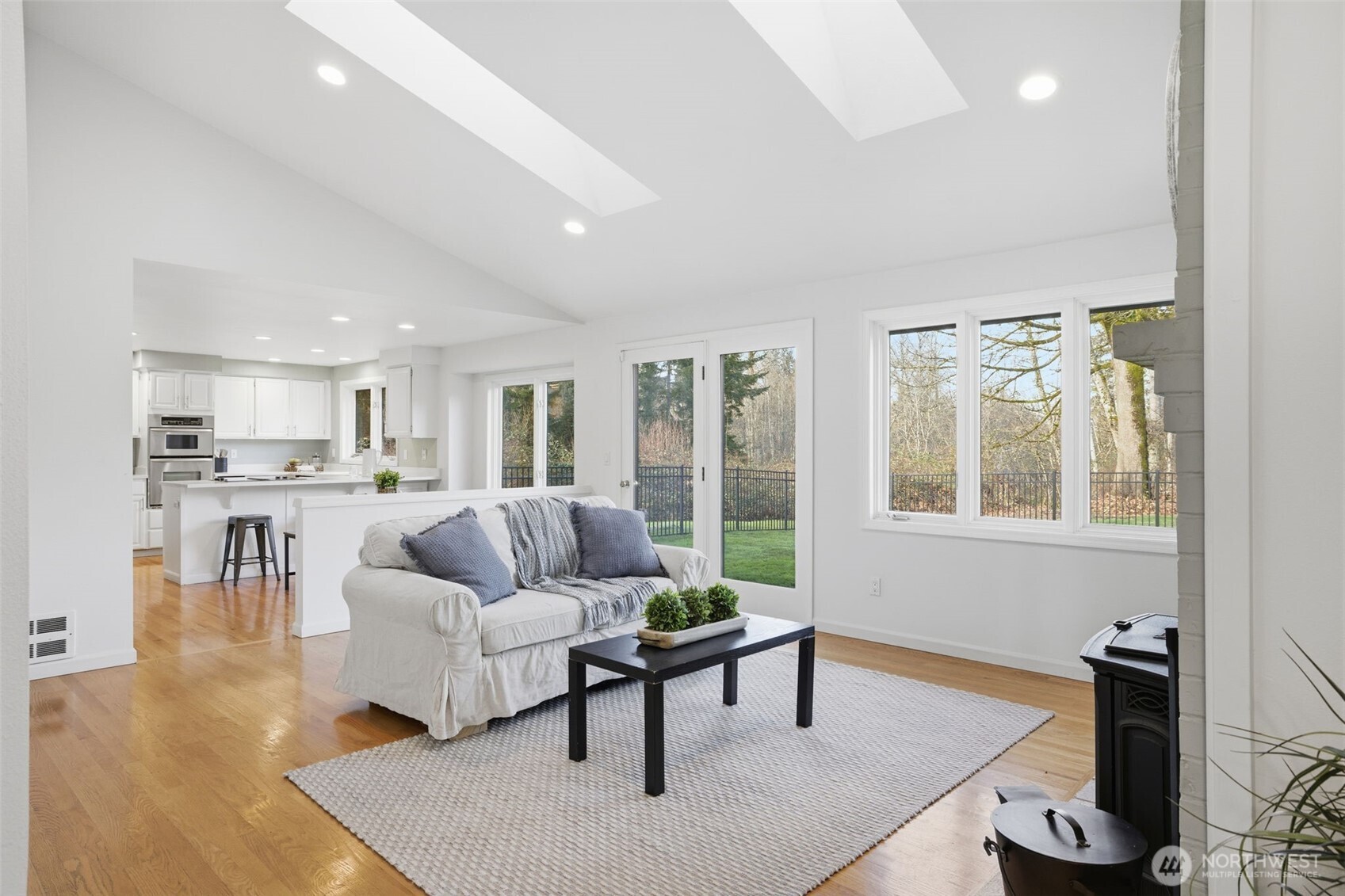 Enjoy private relaxing views of the backyard from the living room.