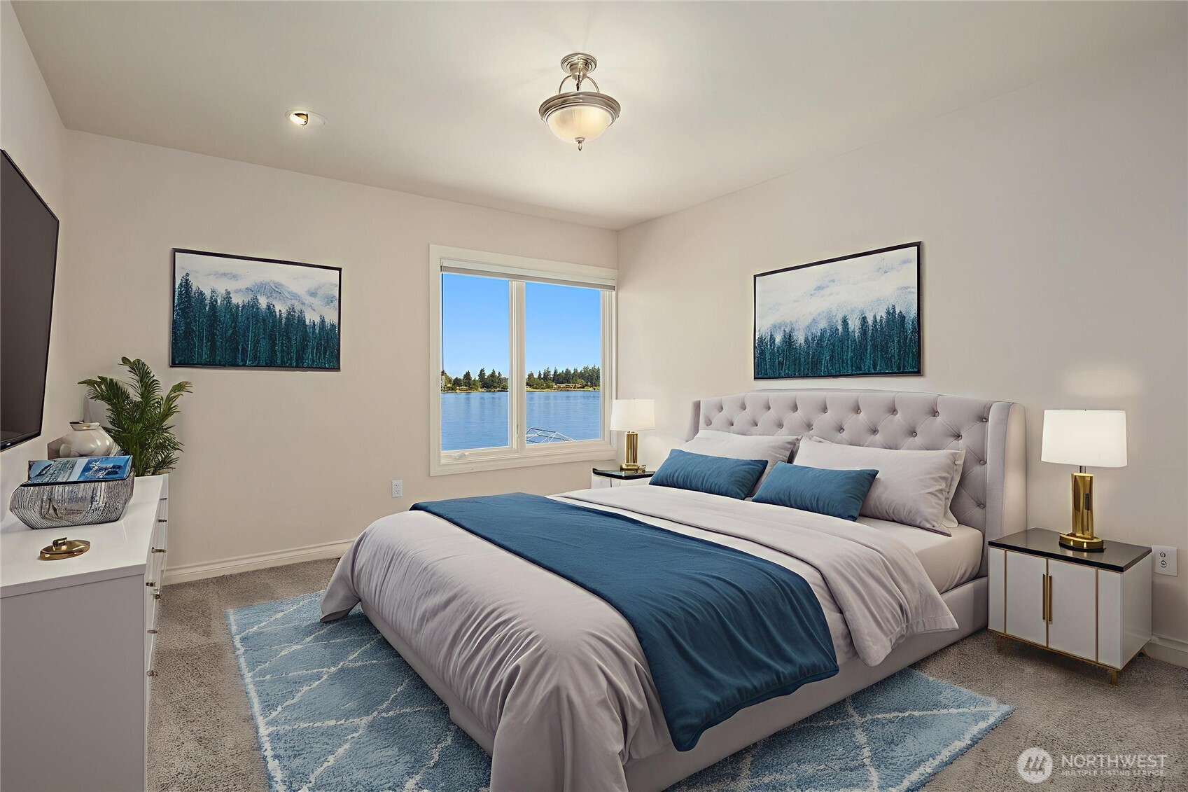 Bedroom 4  with adjoining Jack & Jill bathroom and private sink. Walk-in California closet.