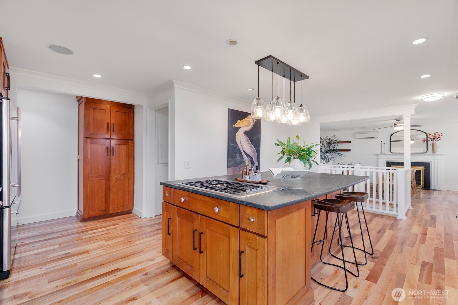 Over sized island can seat up to 8