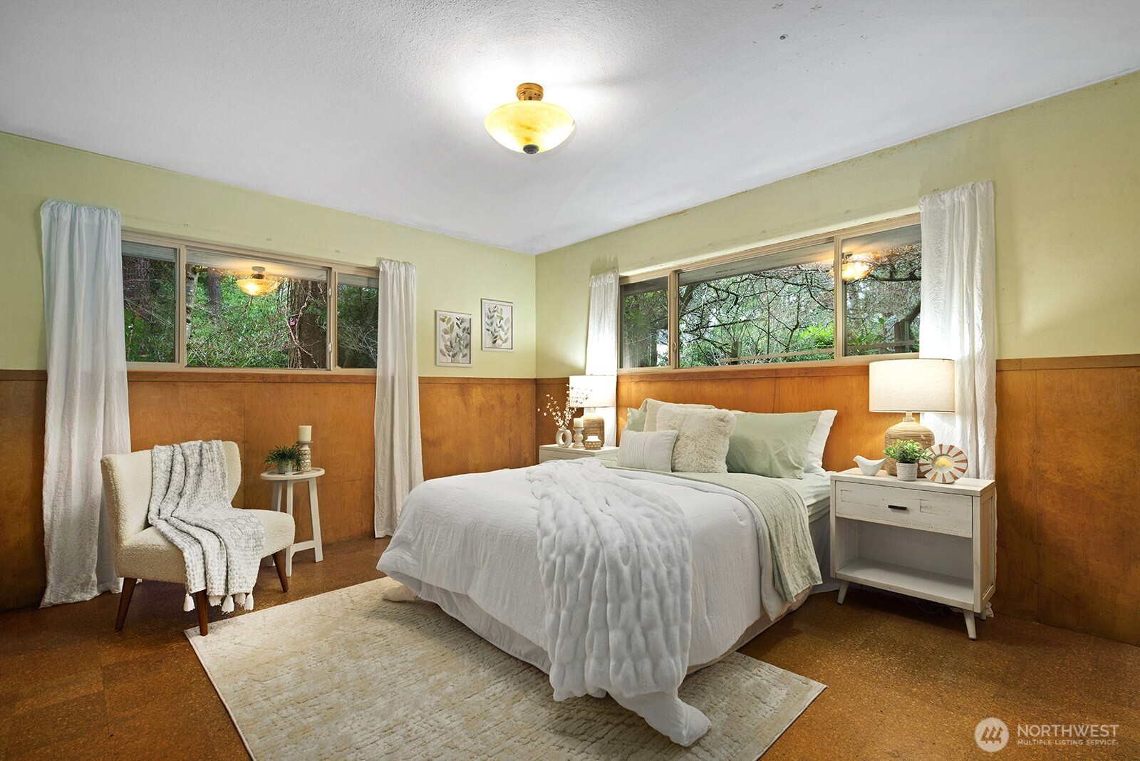 Primary bedroom easily accommodates a king size bed.