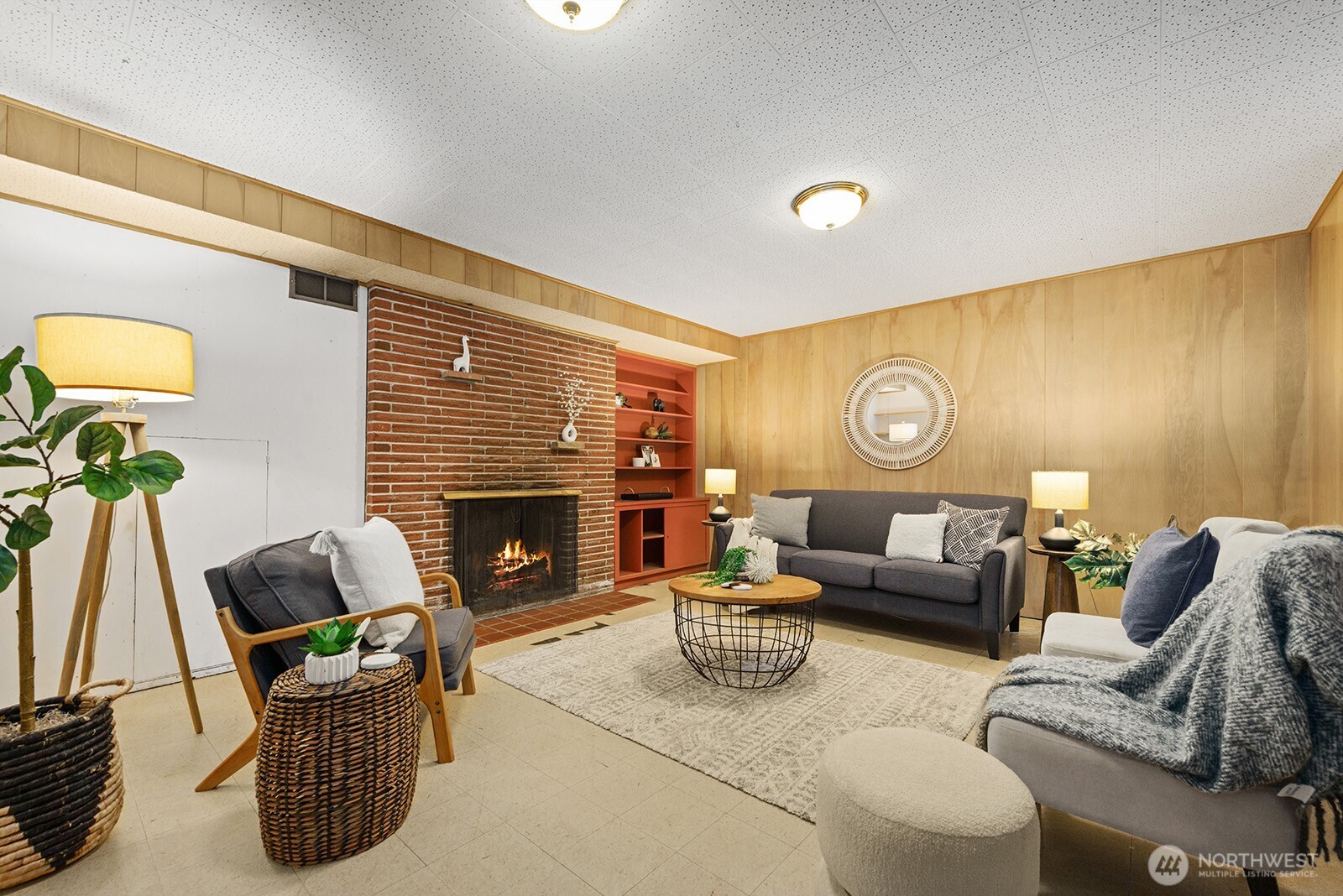 On the lower level you'll find a large family room with a fireplace.