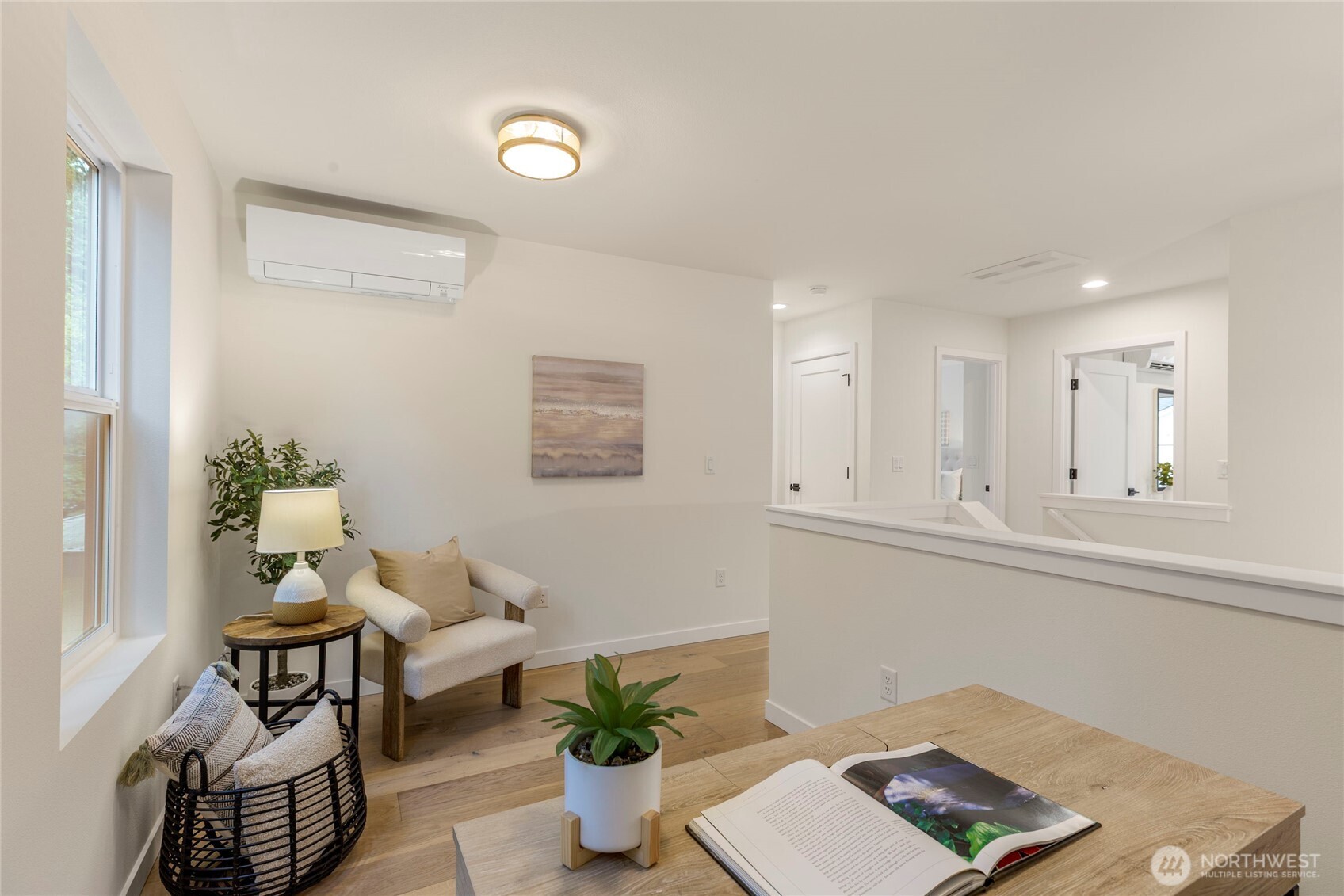 Natural light offers a comfy reading nook.