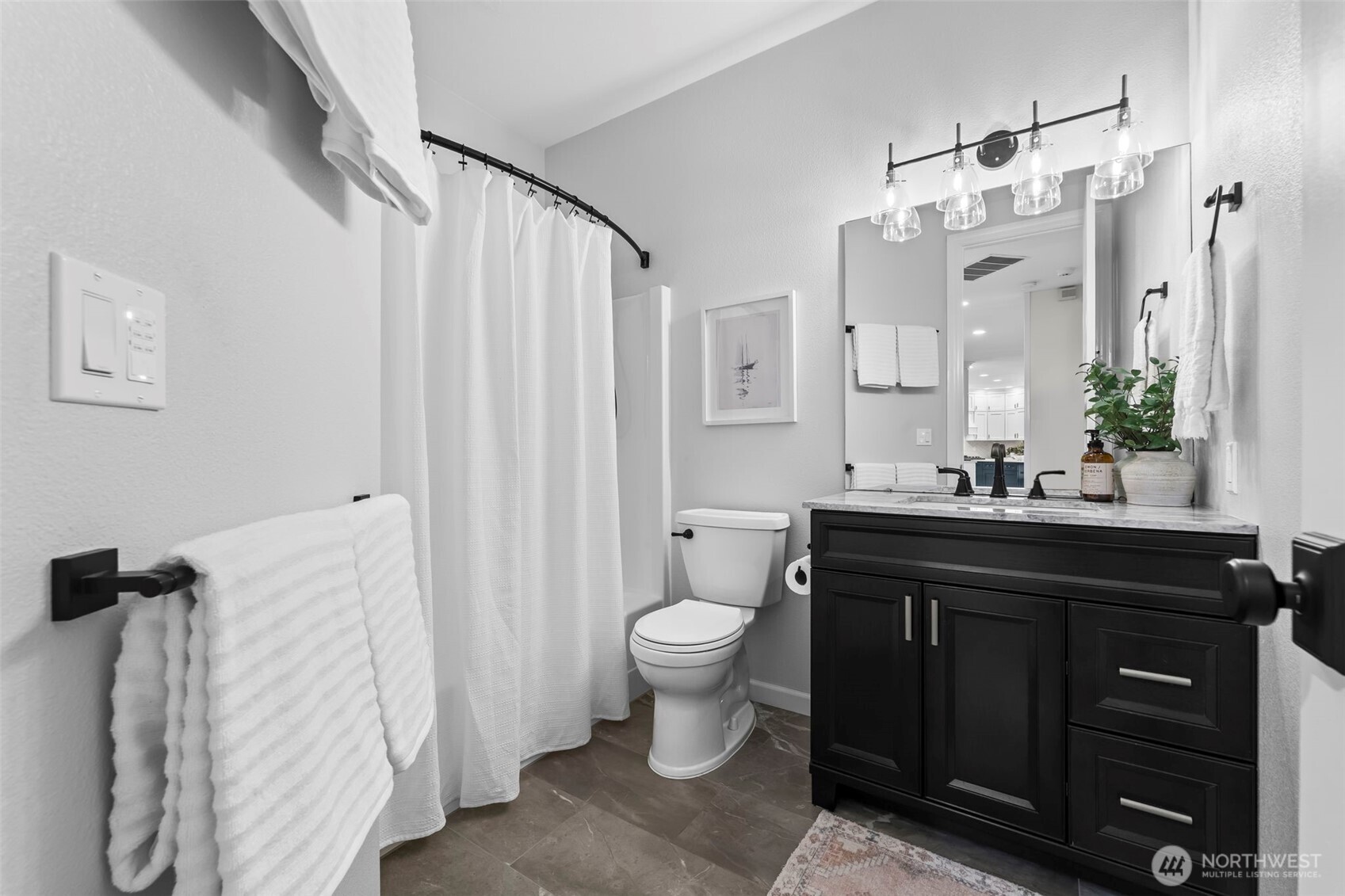 With a shared full bathroom in between