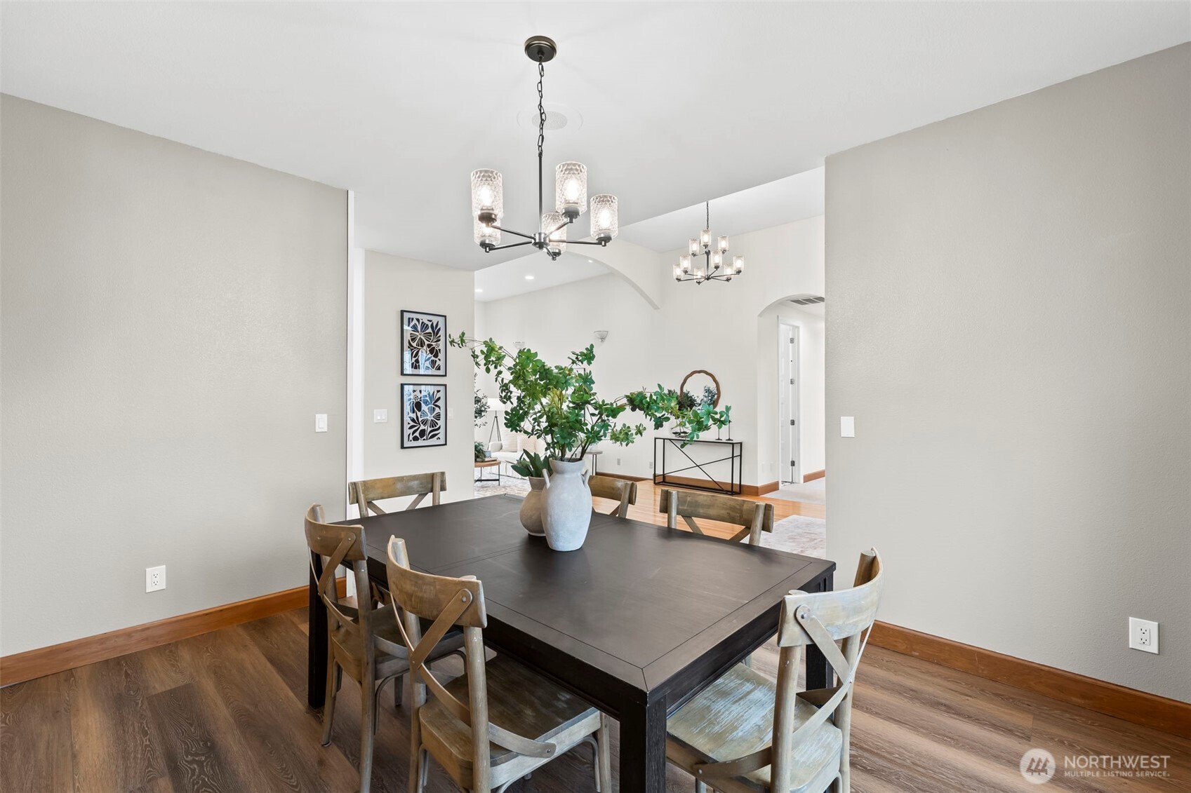 The formal dining room sits proudly off the foyer with enough space for the table of your dreams