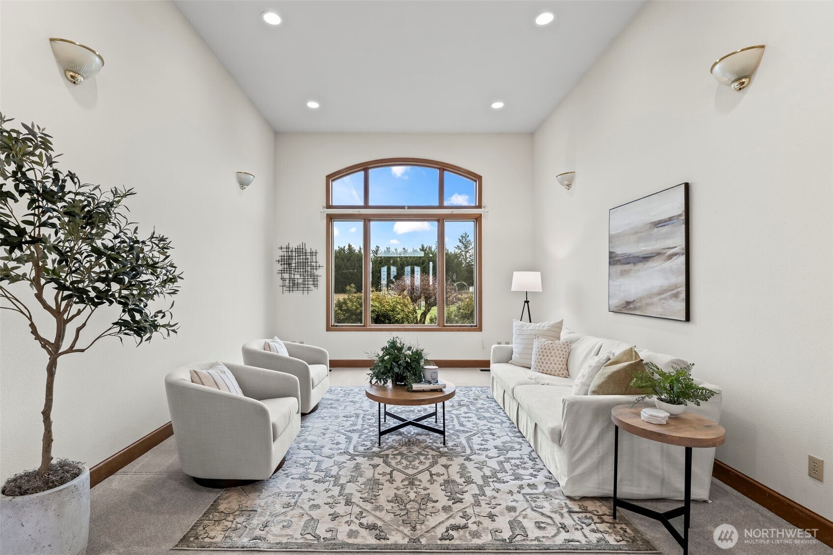 One of two spaces to gather and entertain, with a beautiful view of the property and surroundings