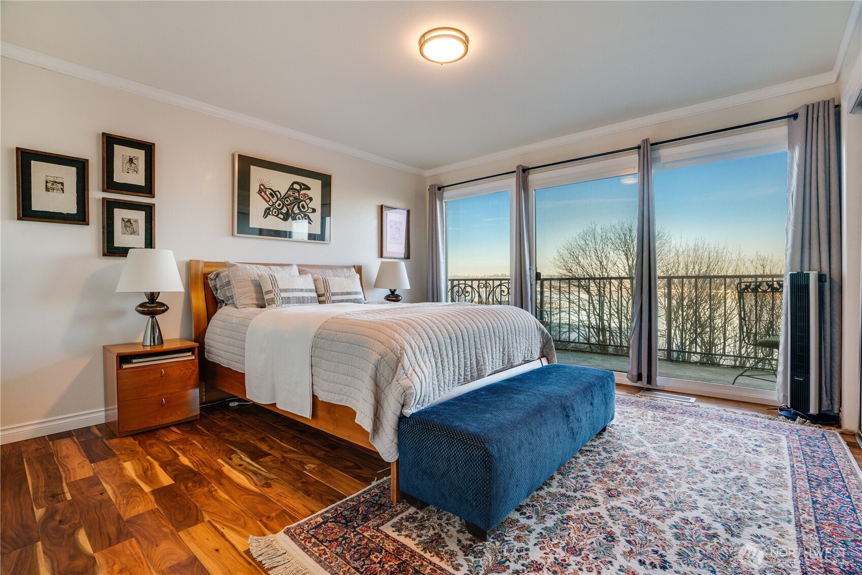 Second bedroom also has a private bath, large closet and access to the balconies and sweeping views.