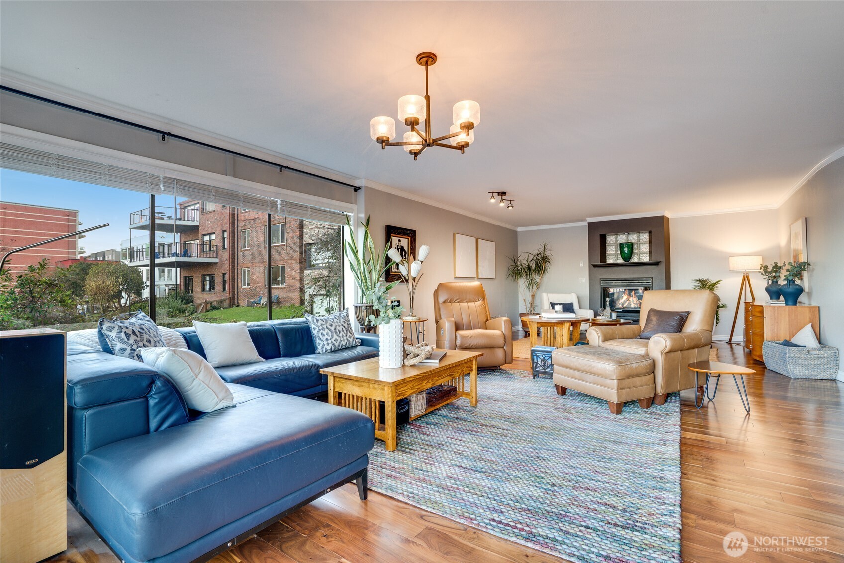 A fireplace brings both warmth and ambiance, creating the perfect cozy retreat.