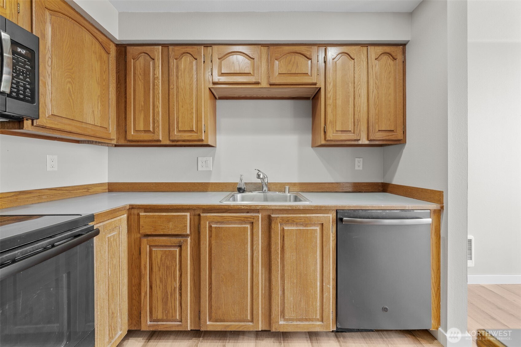 Lots of cabinets and counter space.