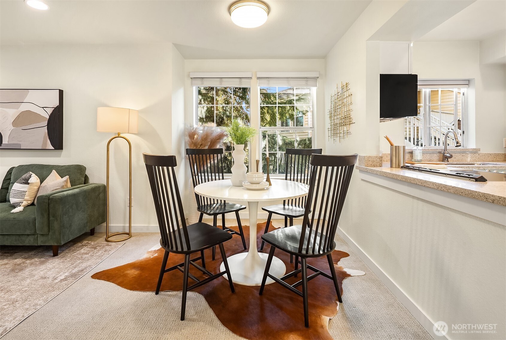 Great open flow from the dining space to the living room.
