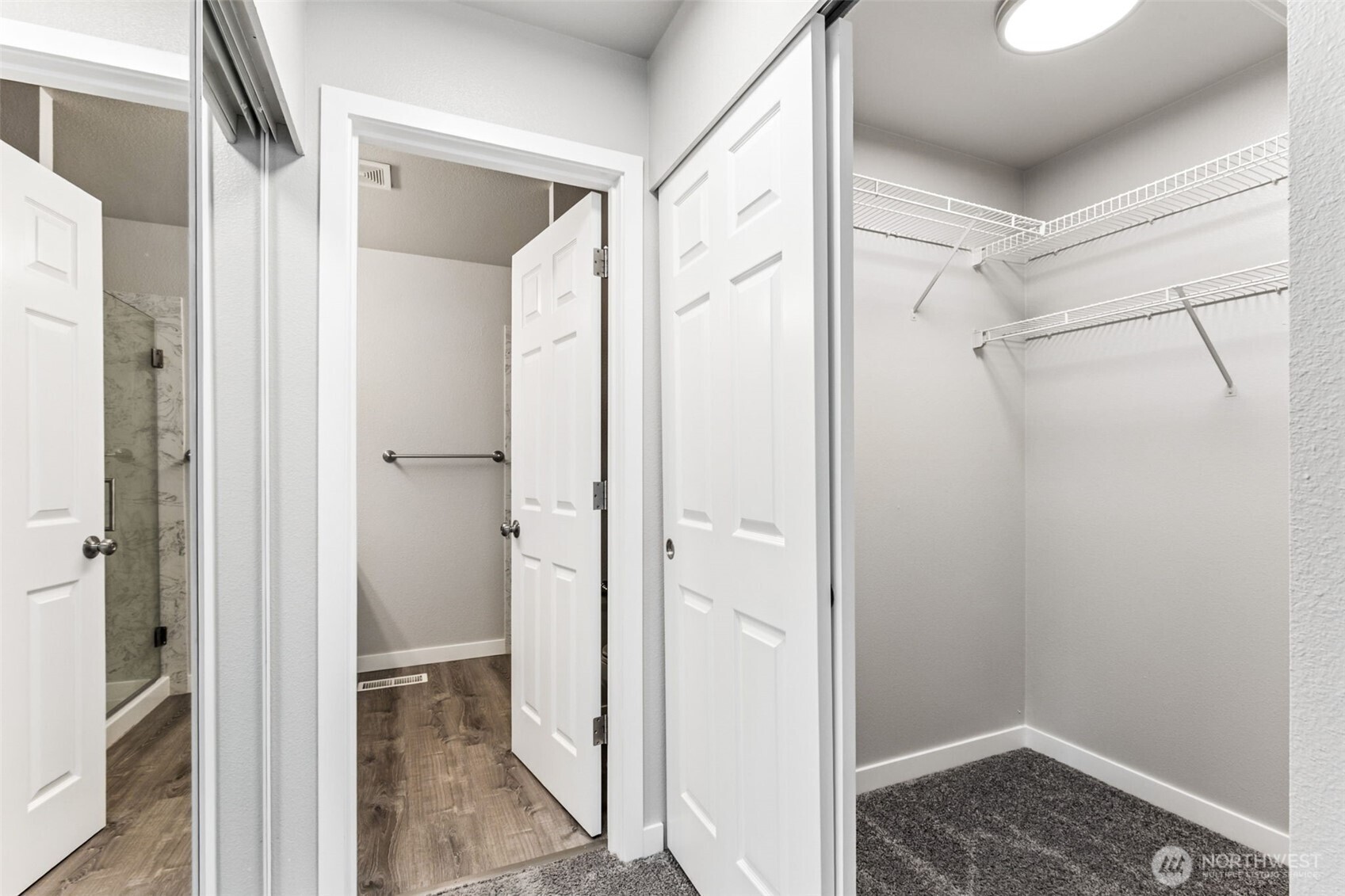 The downstairs half bath adds extra convenience for the guests.