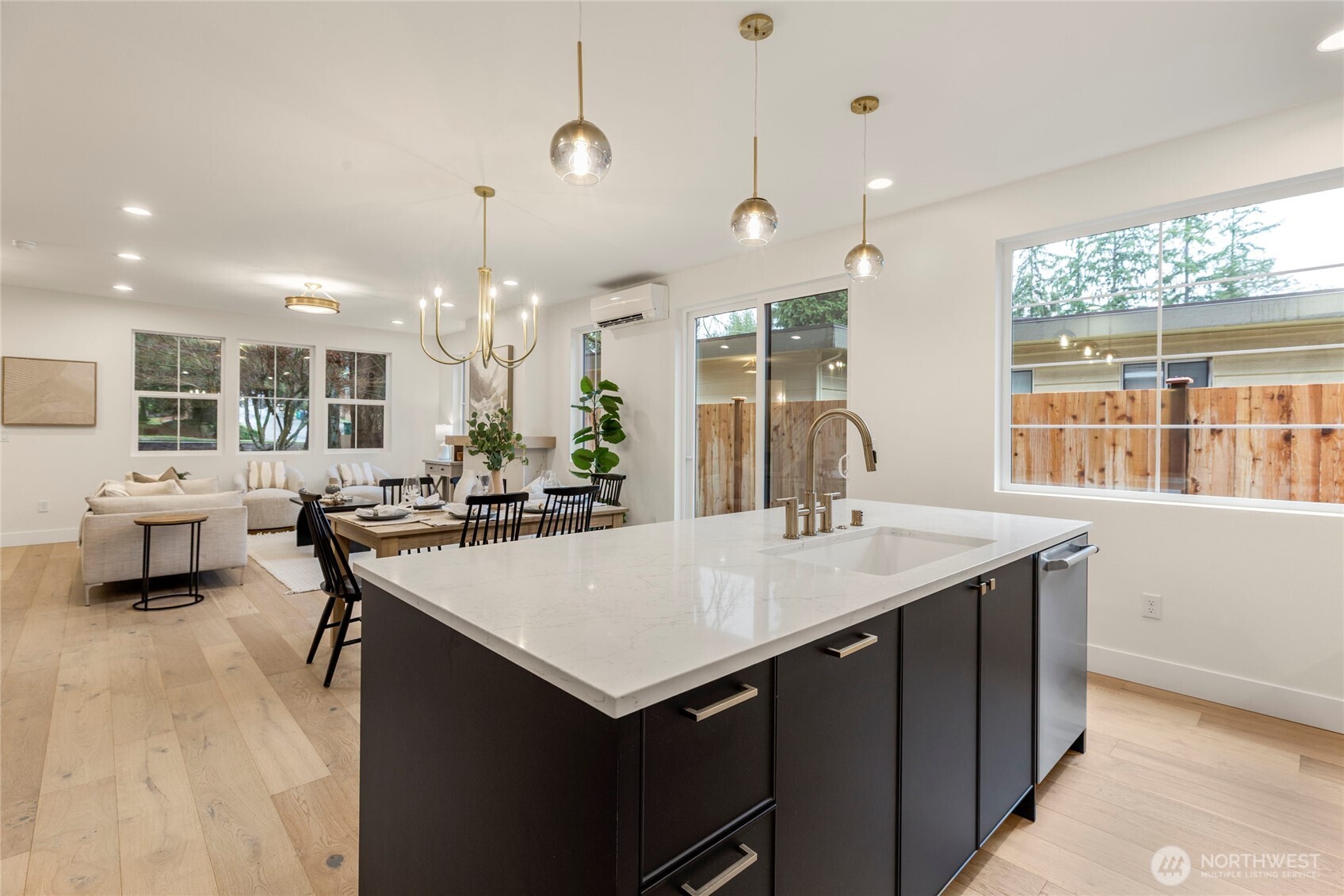 Large Kitchen island with prep sink.