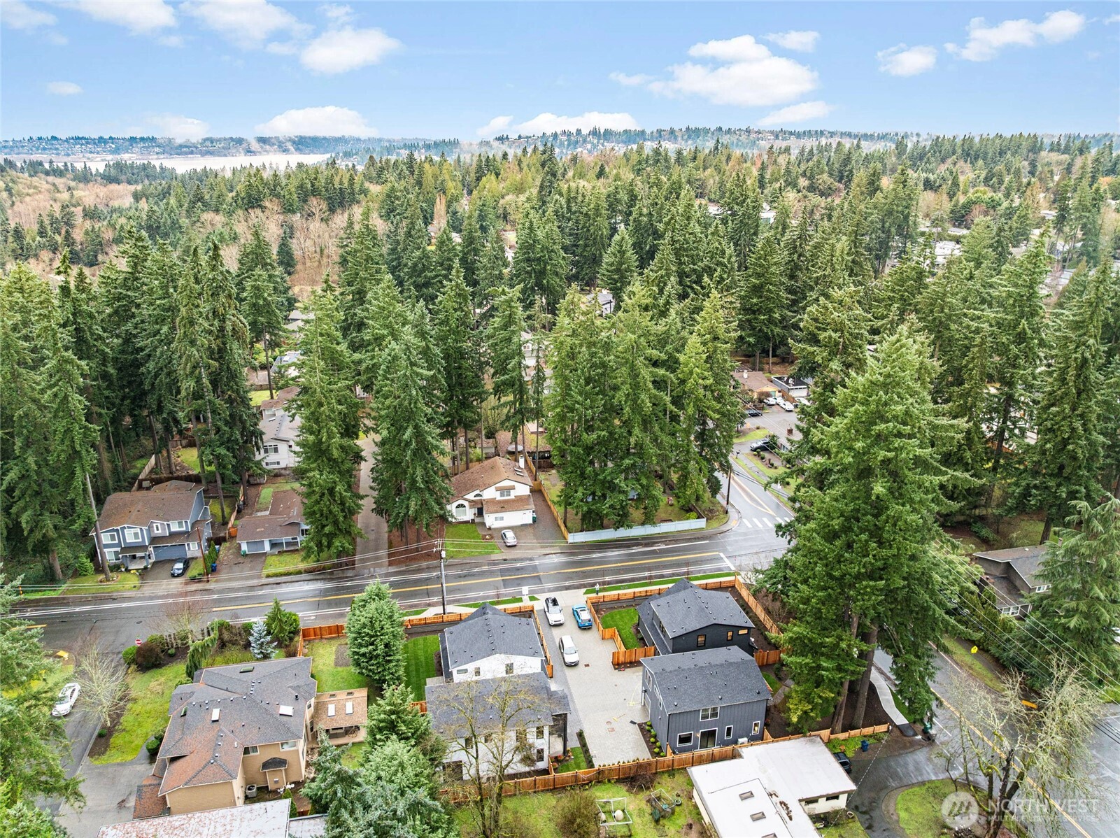 Overhead view including Lake Washington.