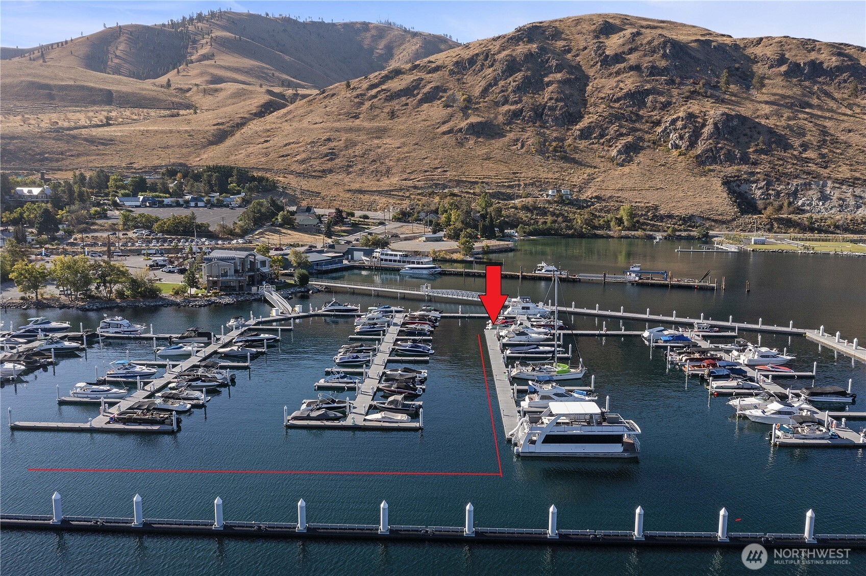 With slips on just one side of B Dock, navigating your boat in and out is a cinch! Notice the extensive breakwaters.