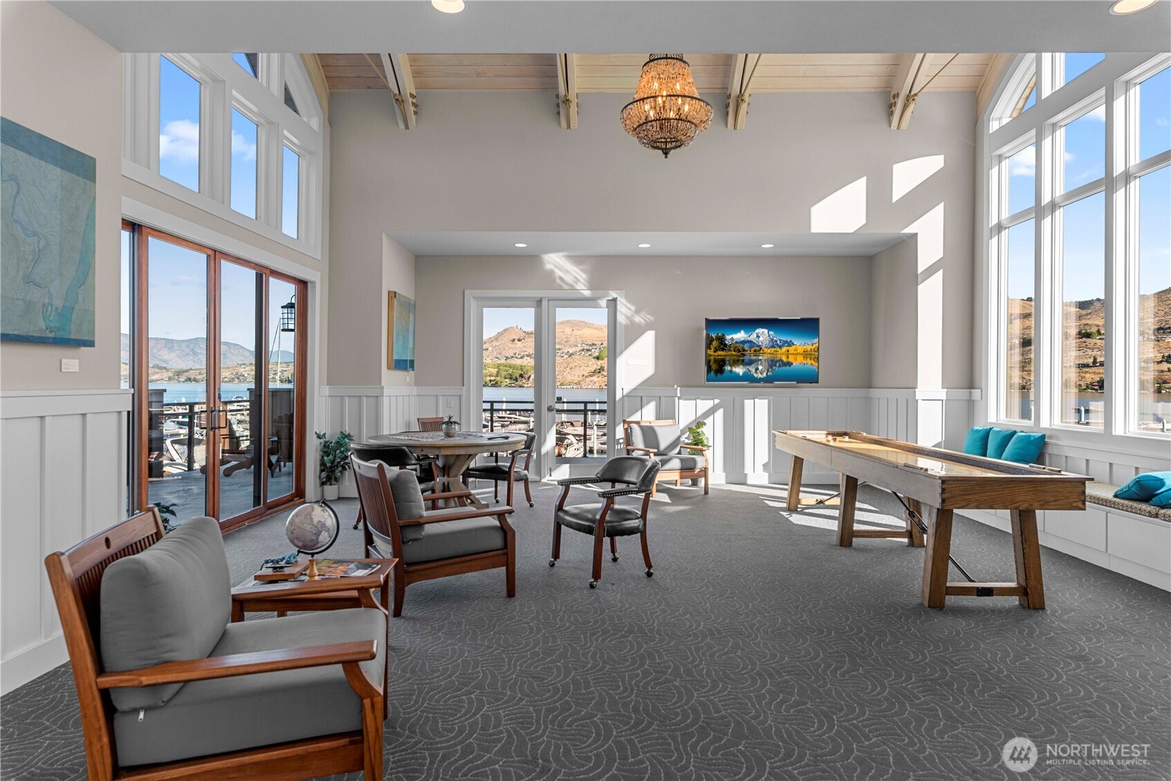 The upper level has a big game room with views in every direction.