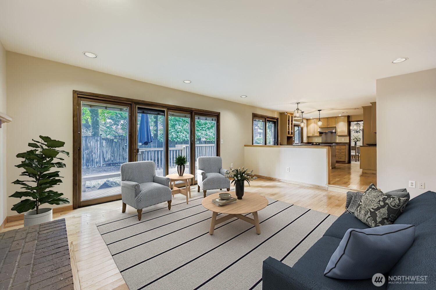 From the large family room looking into the breakfast room and kitchen, this home has an open and spacious feeling.