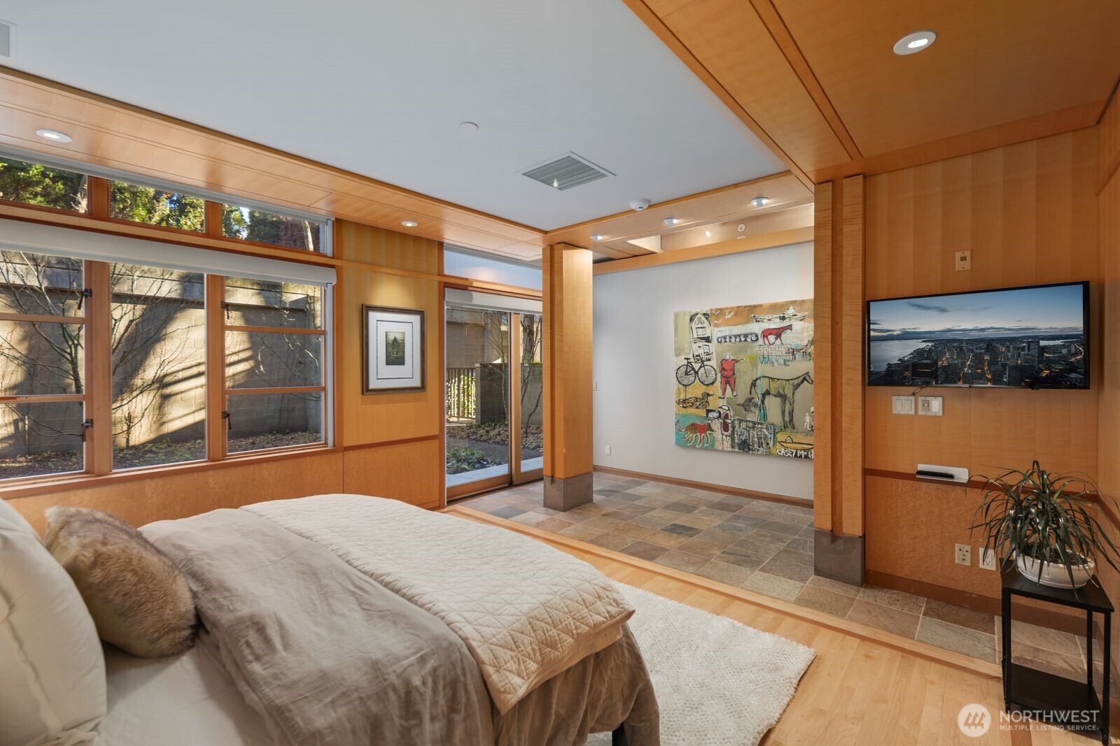 Primary bedroom with ability to leave open or close off the spaces for privace