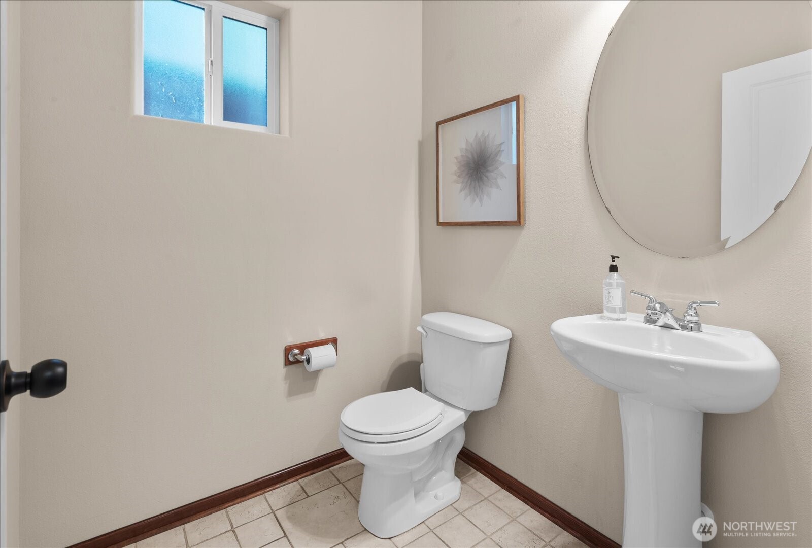 Powder room on main level.