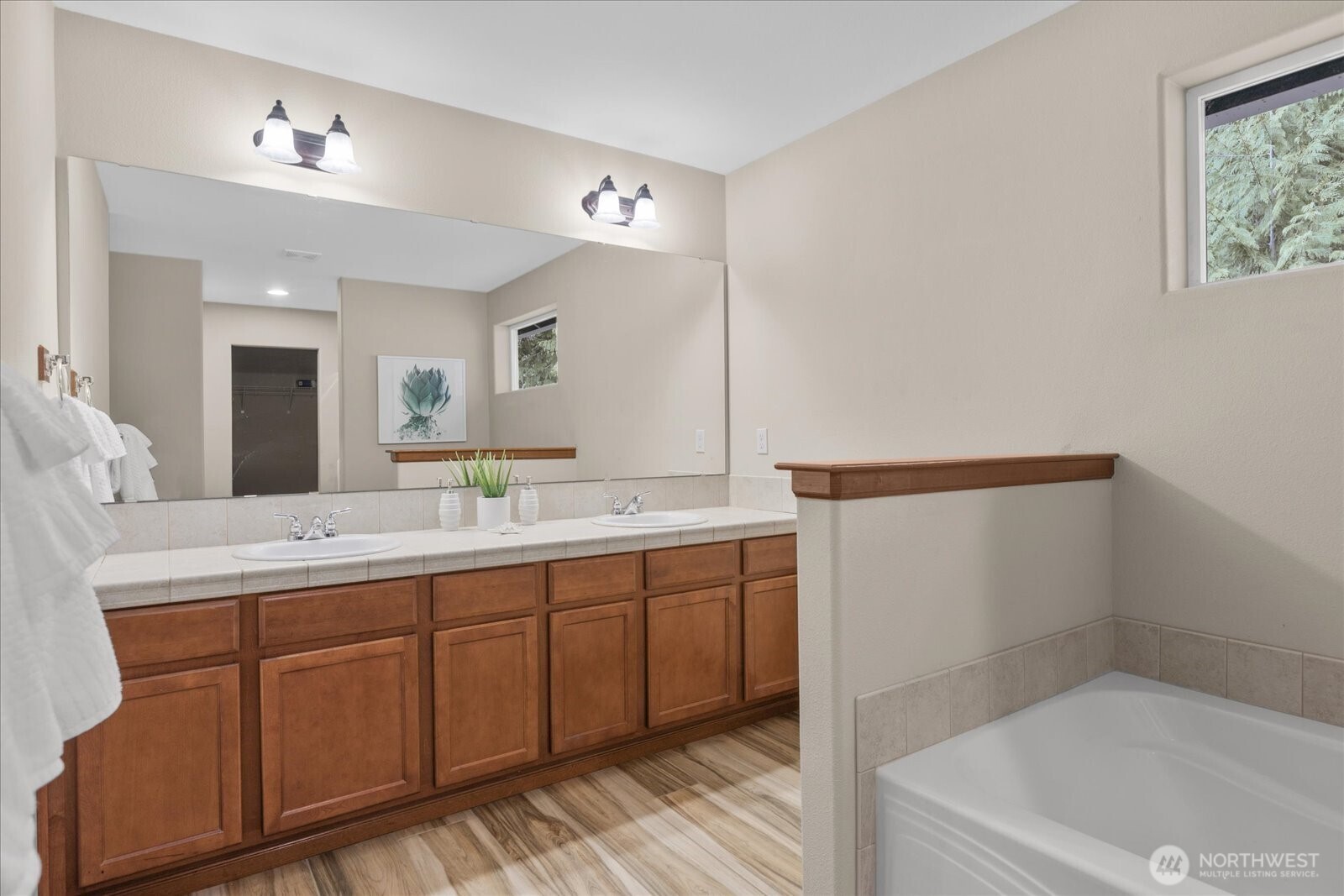 Double vanity sinks in primary bath.