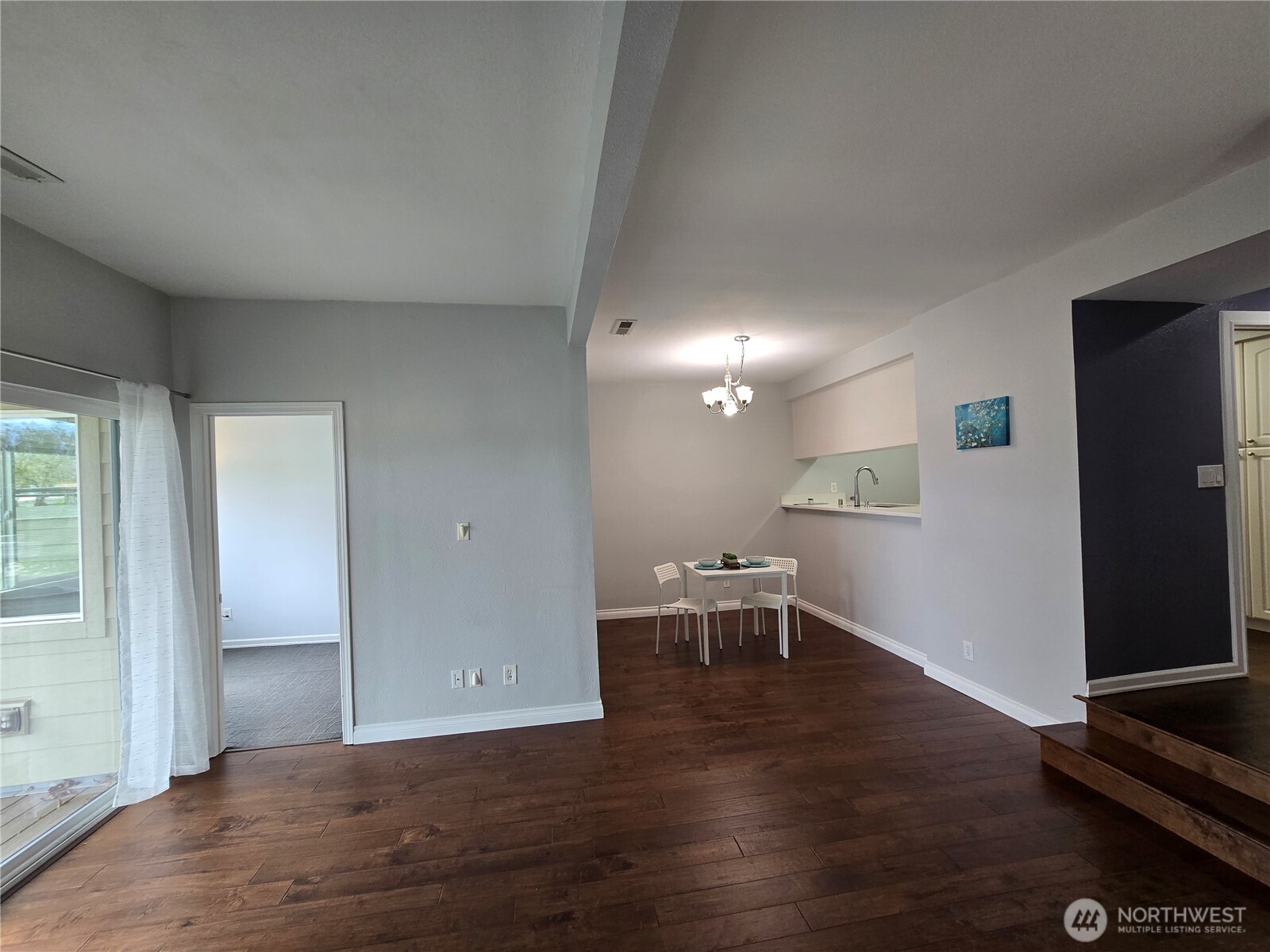 Bright Freshly painted open concept area