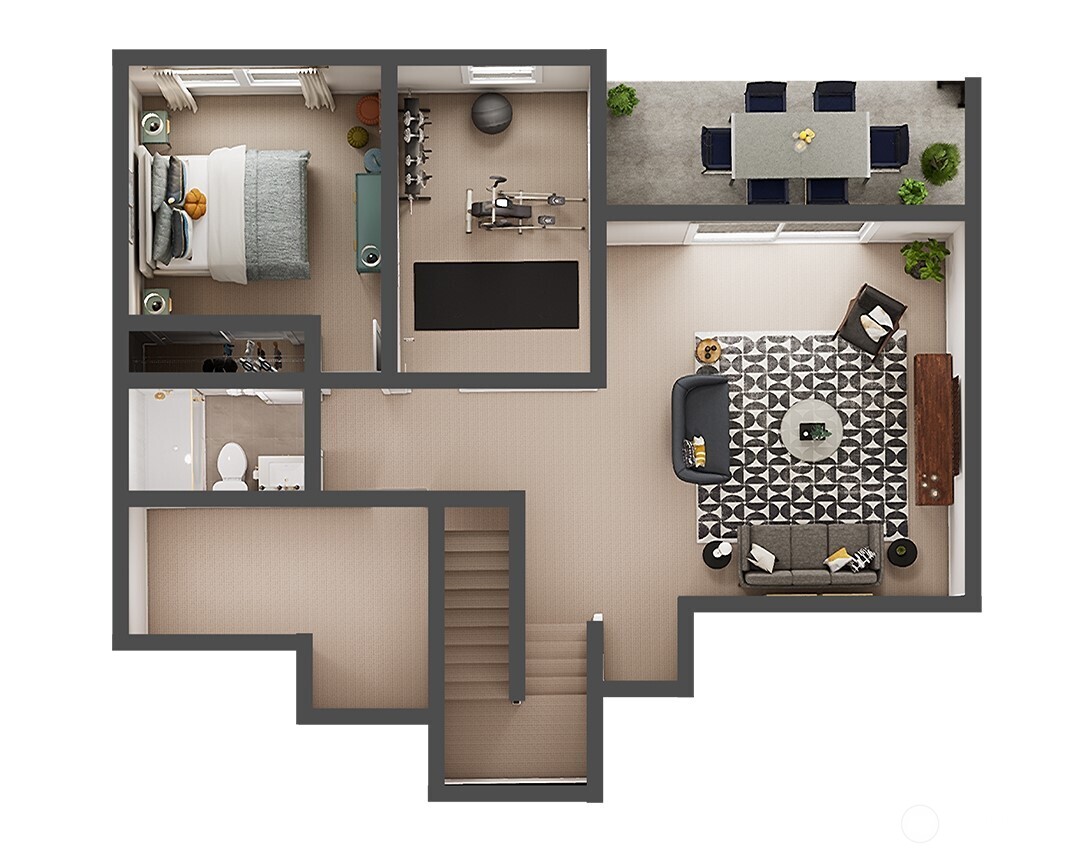 First Floor- Doll House View for marketing purposes only- Colors and features may vary