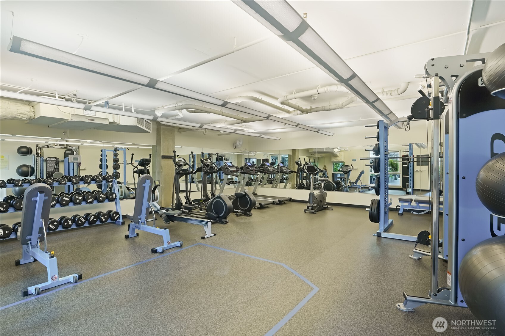 The gym is easily accessed from the unit through the courtyard.