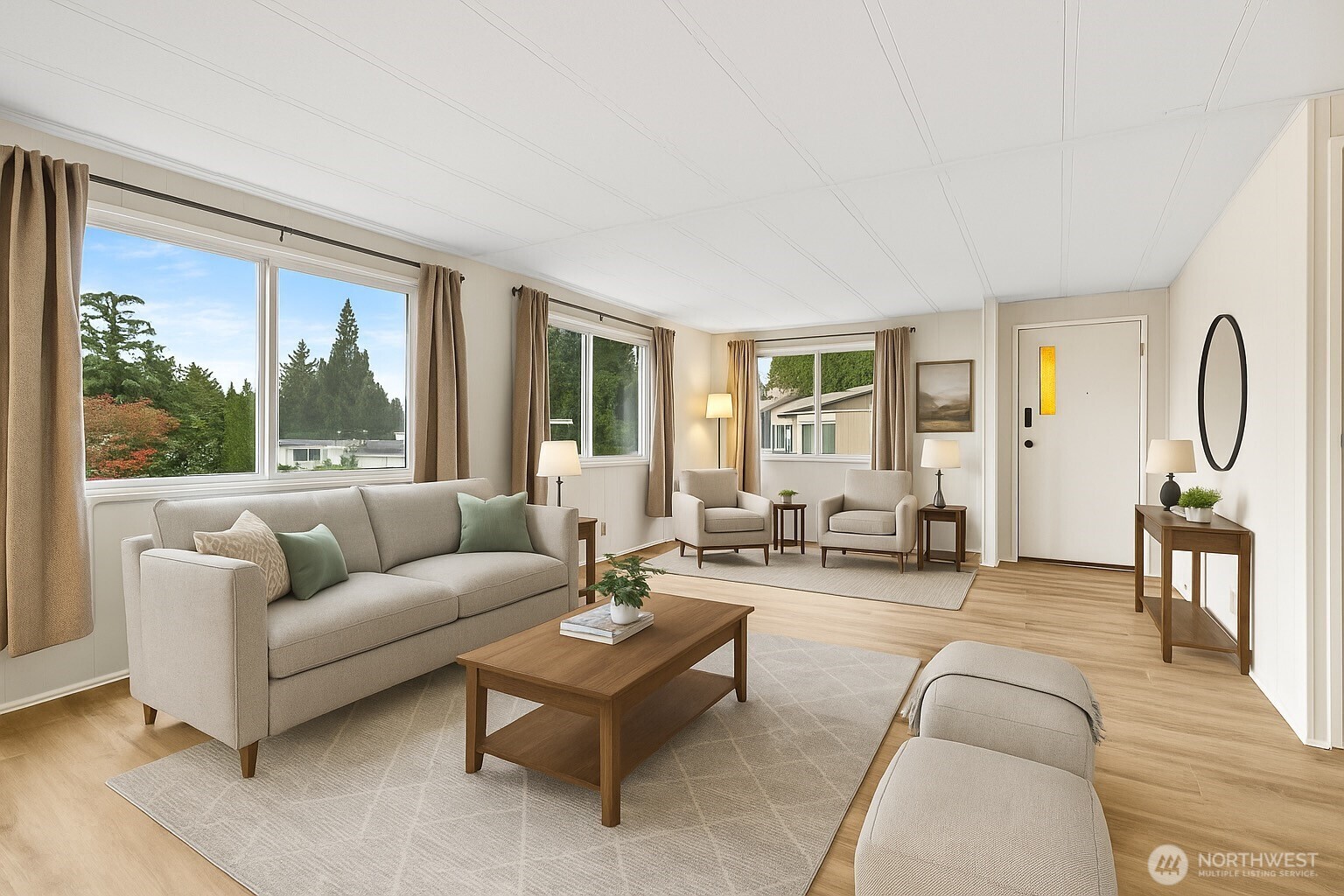 Virtually staged living room