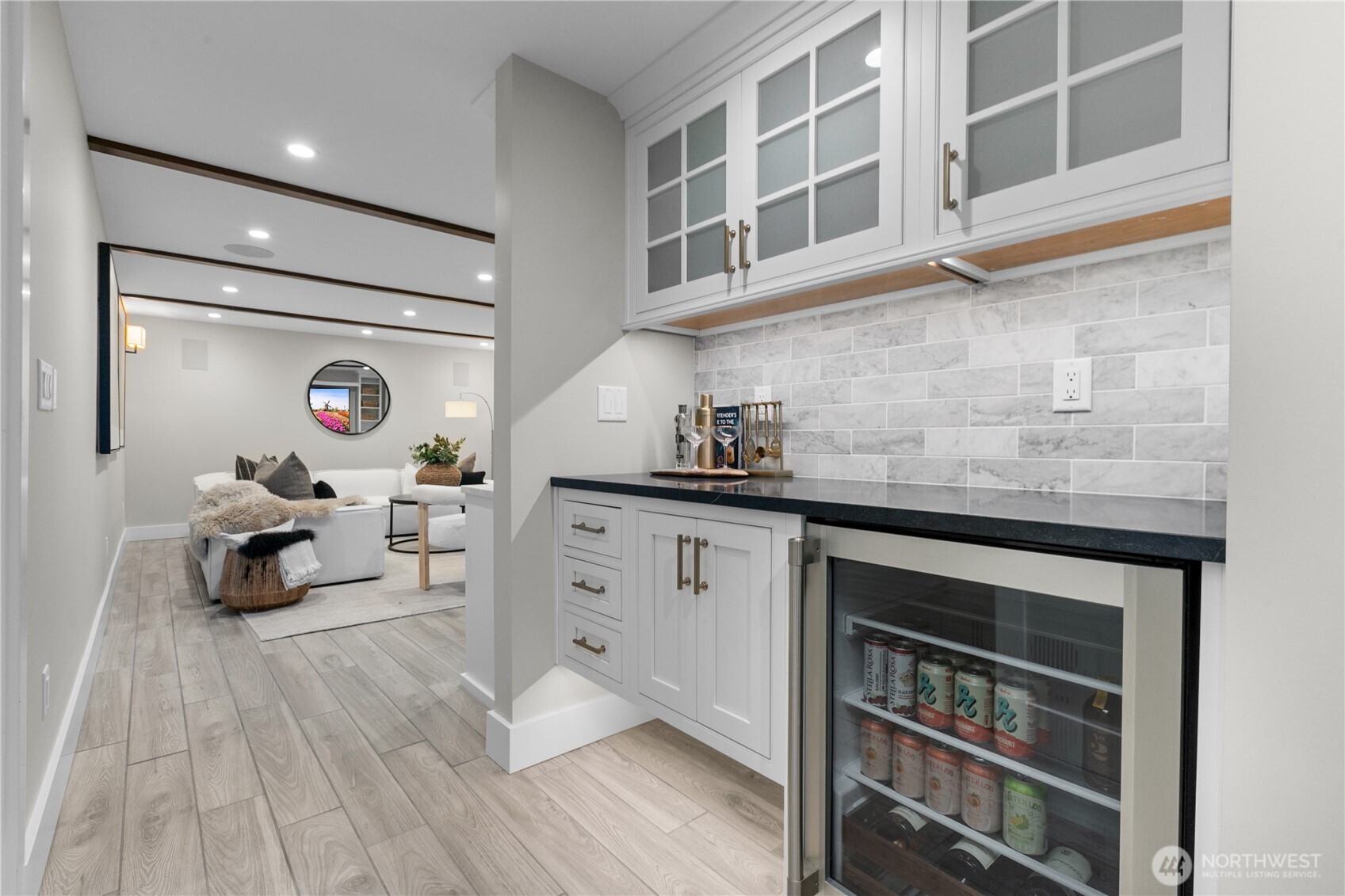 Downstairs media room / wet bar