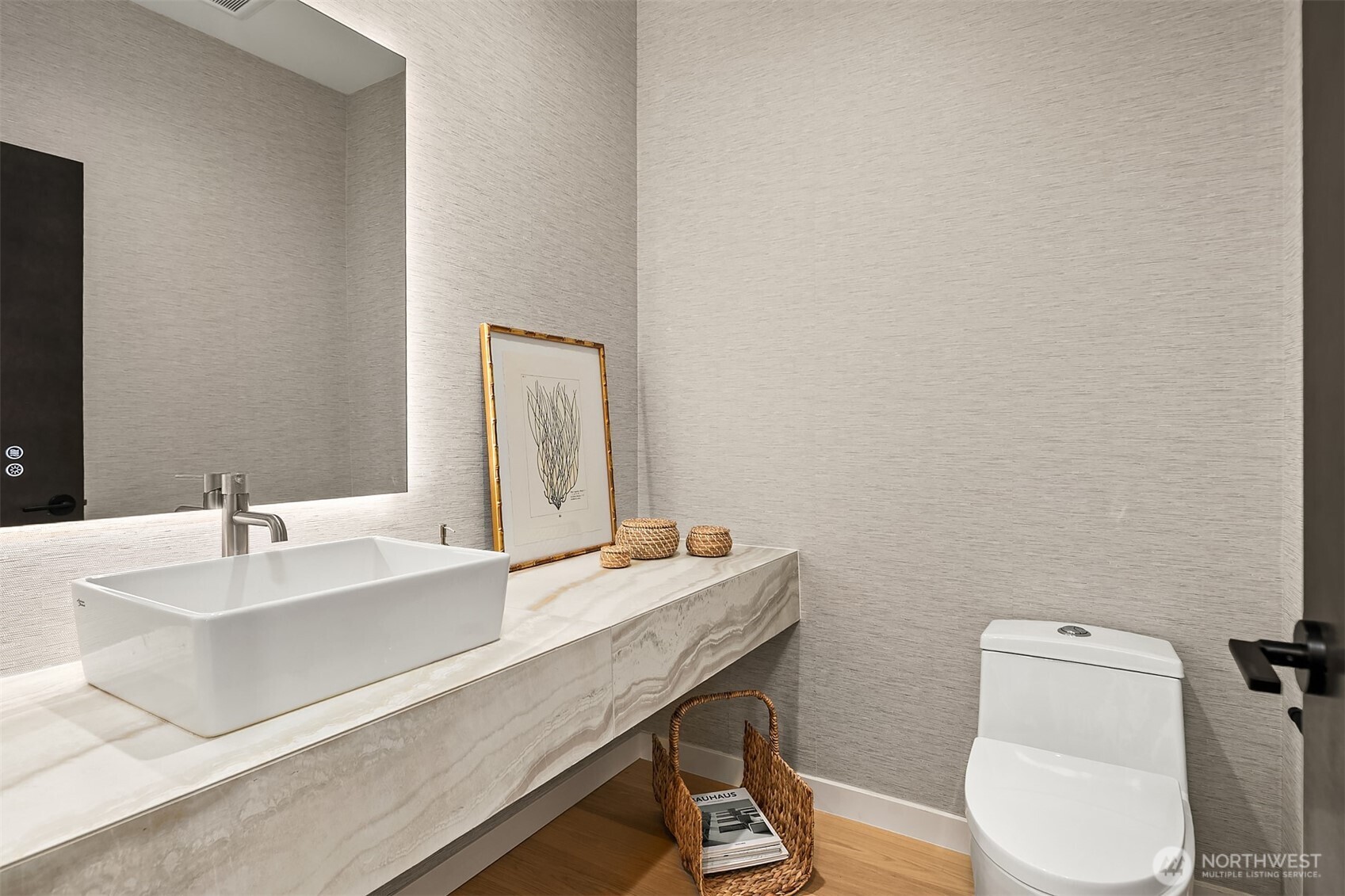 Glass was installed for separation between kitchen and office