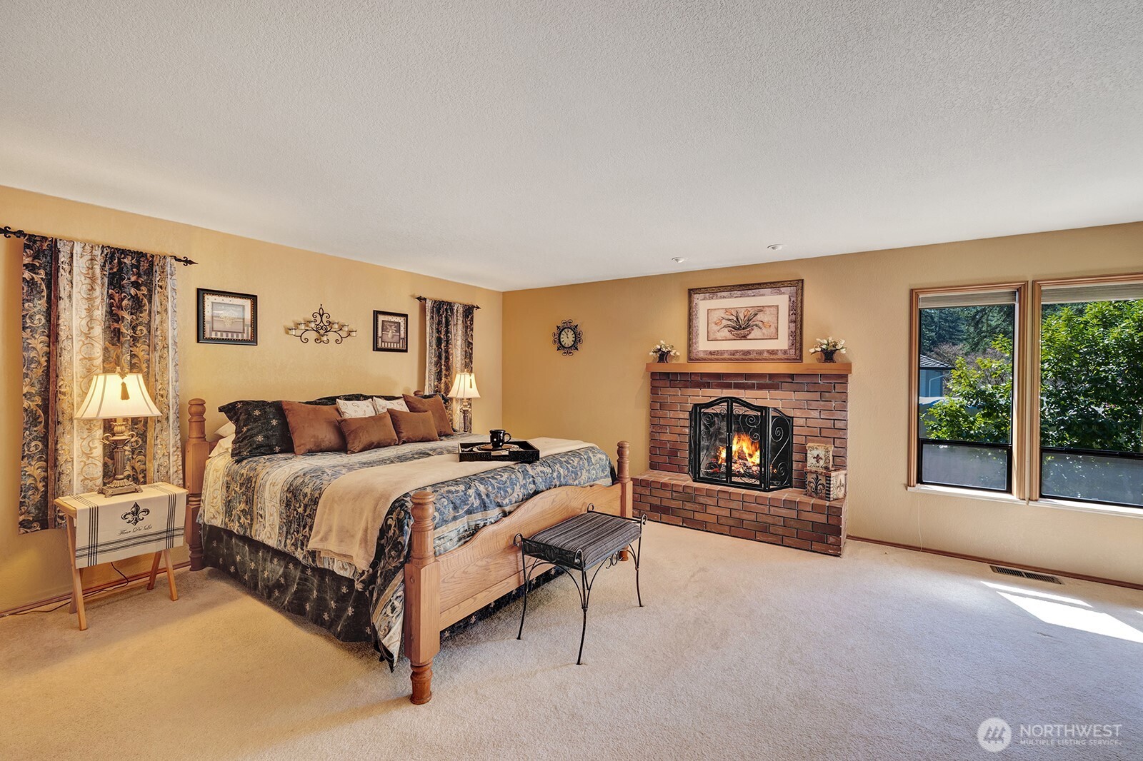 Primary bedroom with gas fireplace