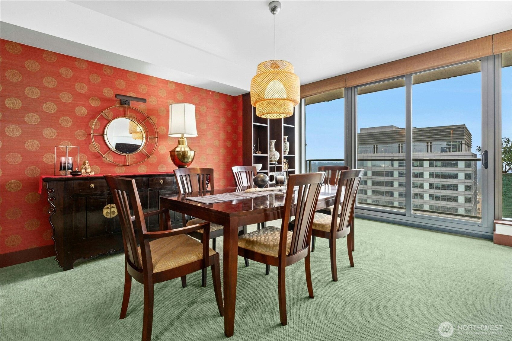 Beautiful custom wallpaper throughout the unit.